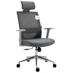 Joni High Back Mesh Office Chair With Headrest In Grey