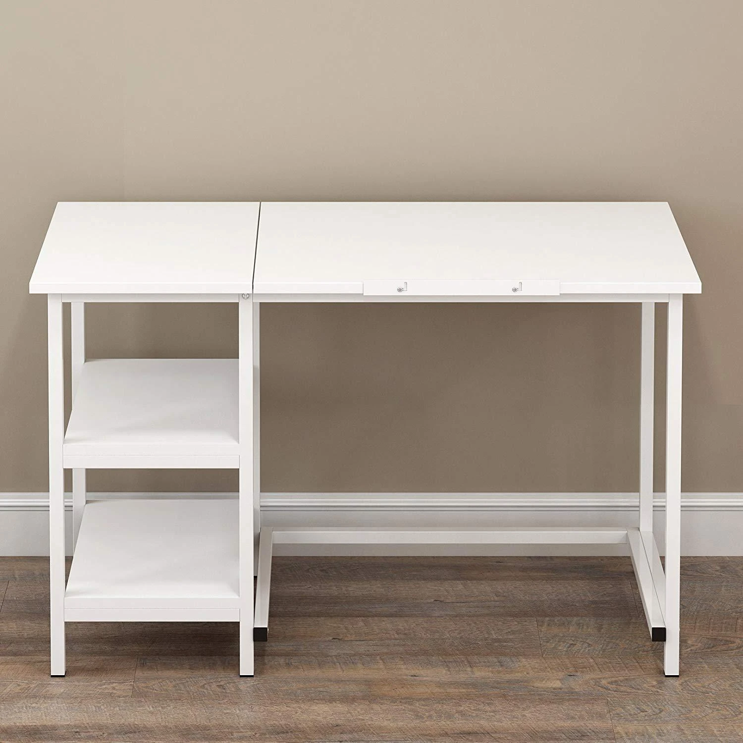 Atelier Adjustable Desk With Shelves In White - Image 6