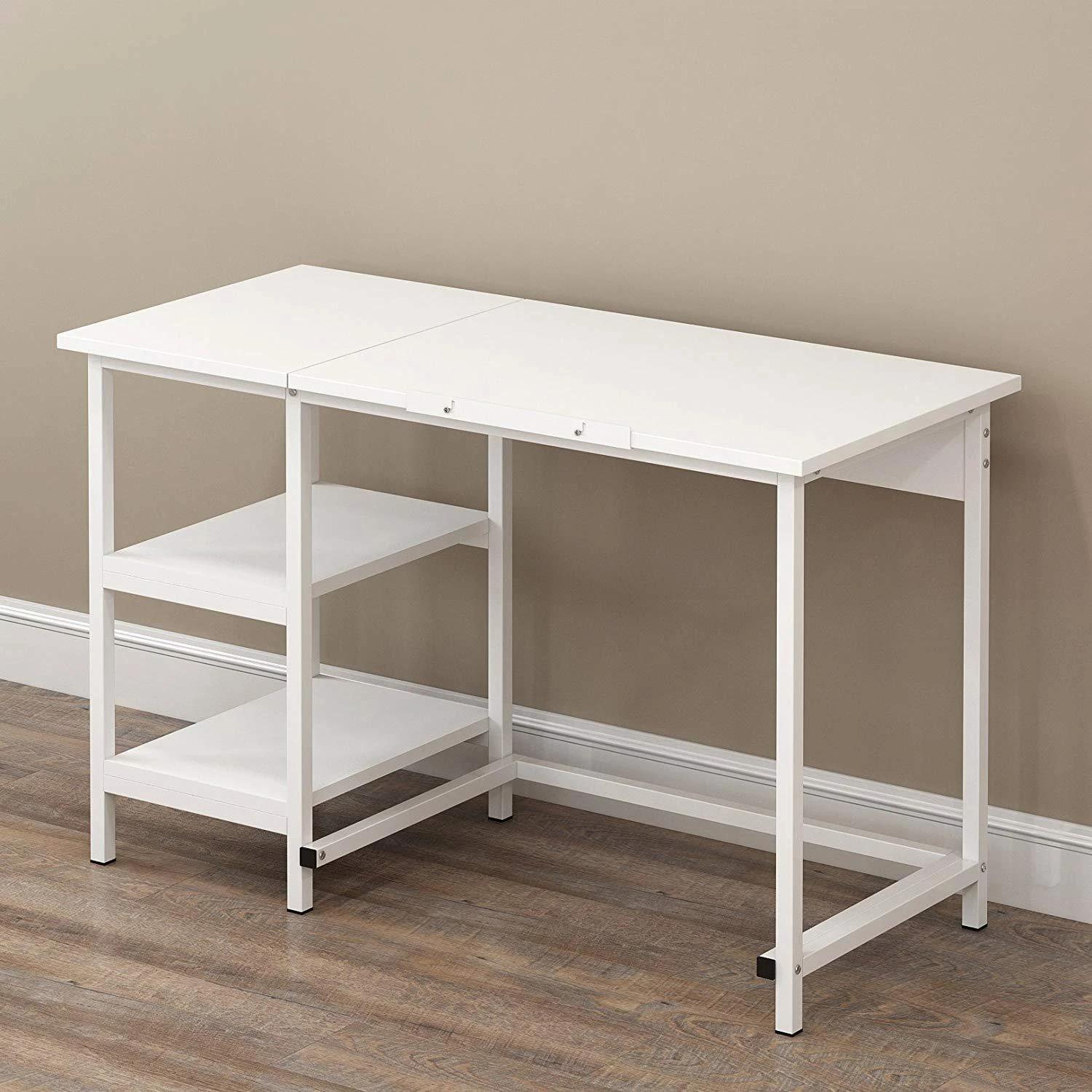 Atelier Adjustable Desk With Shelves In White - Image 4