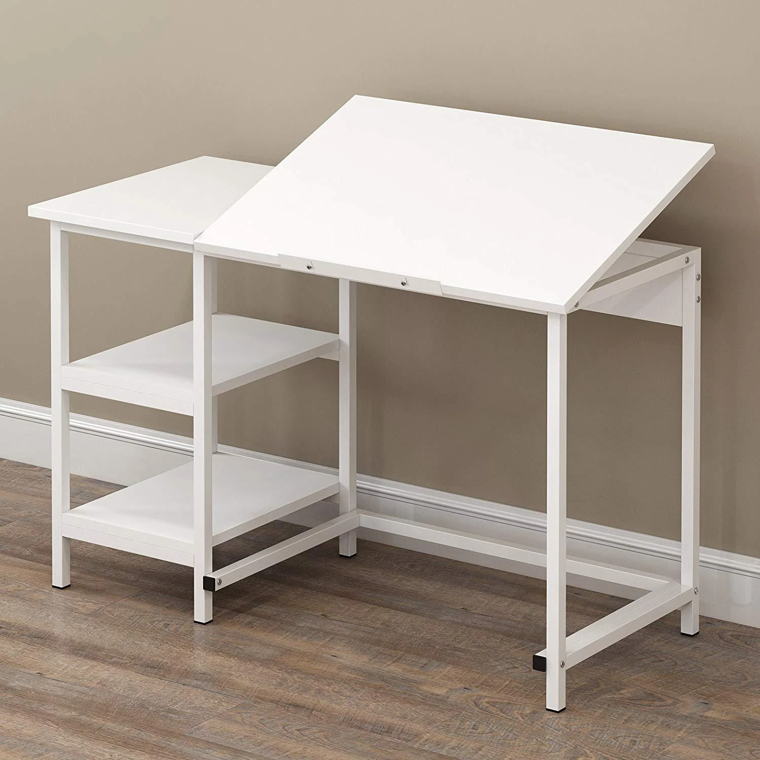Atelier Adjustable Desk With Shelves In White - Image 3