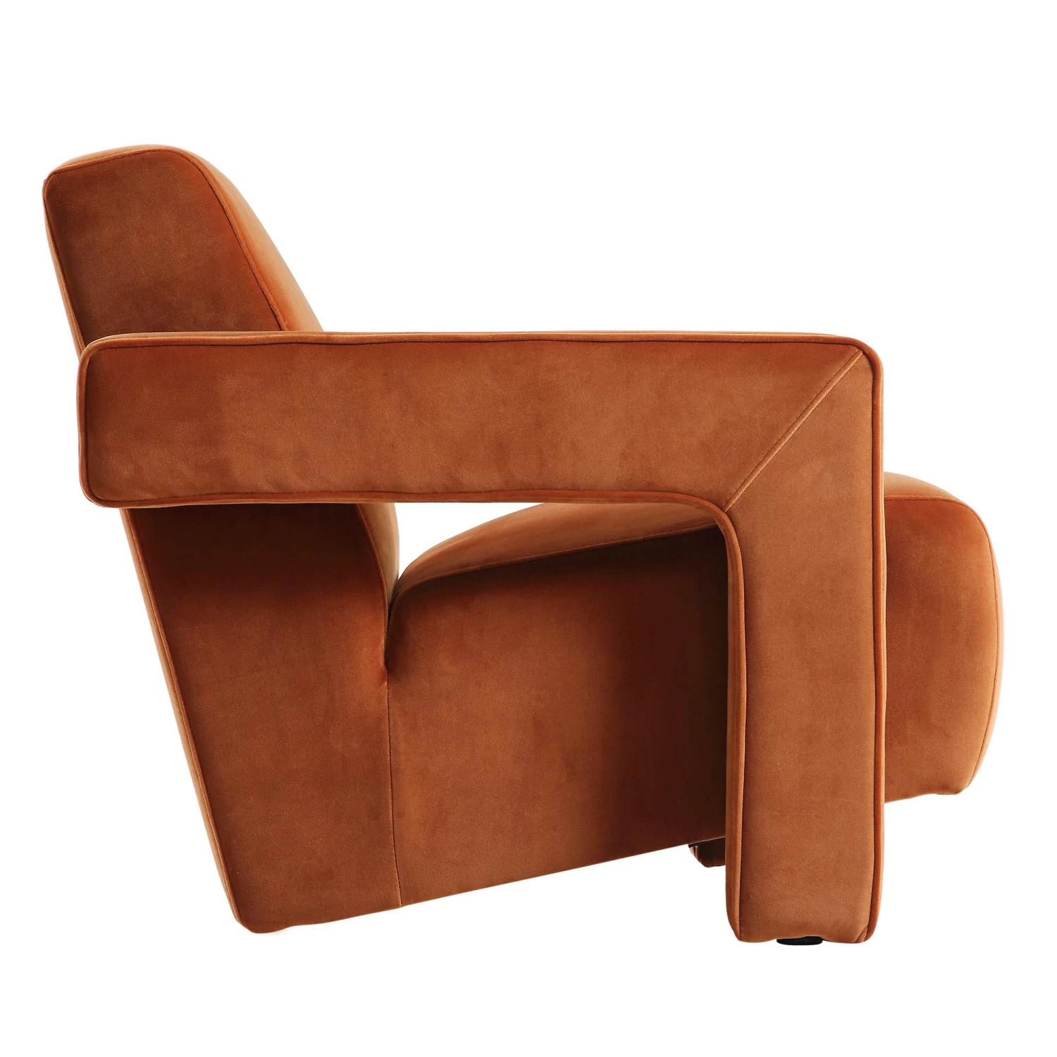 Brompton Sculptural Armchair, Rust Velvet - Image 7