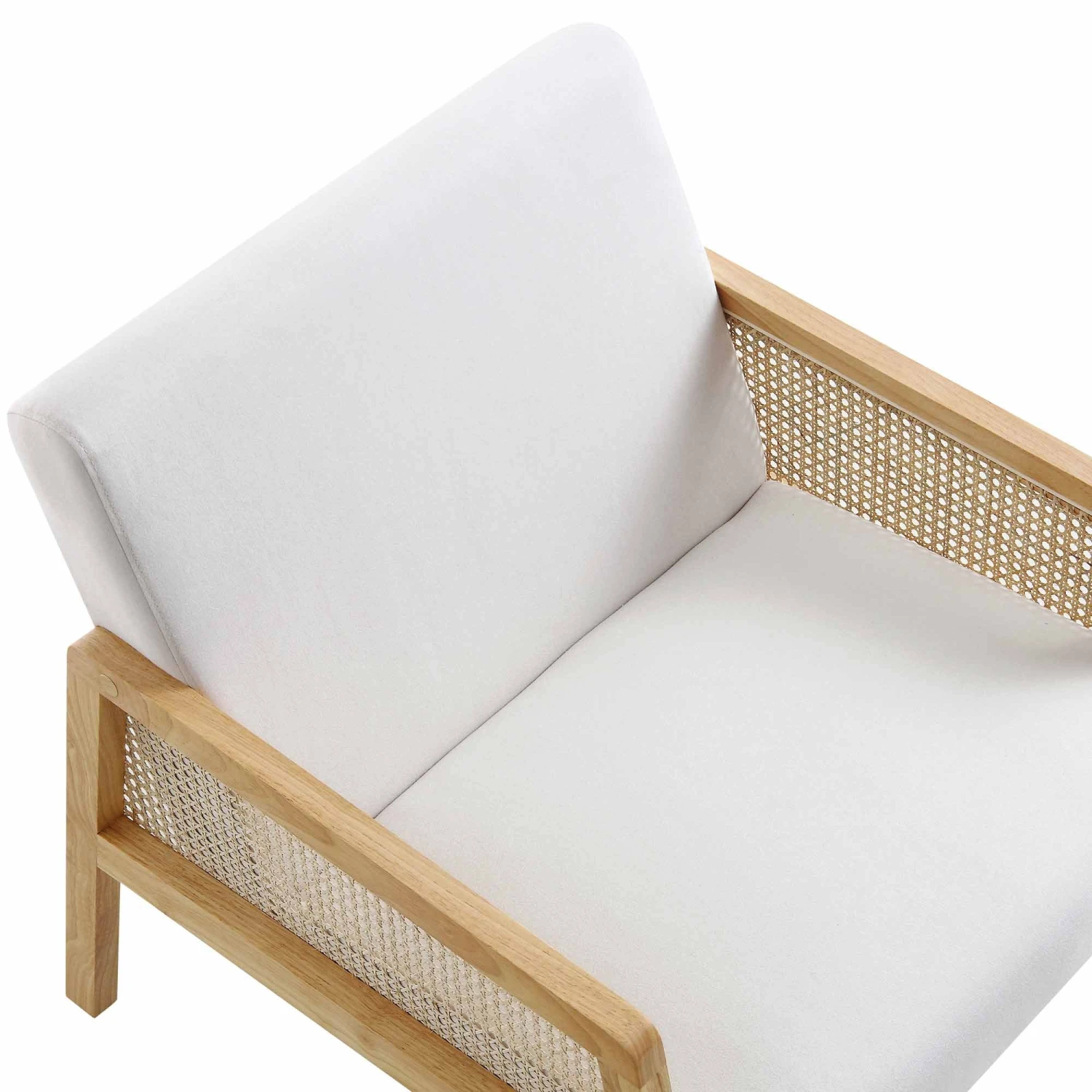 Fyne Beige Fabric Natural Frame Rattan Armchair - Image 9