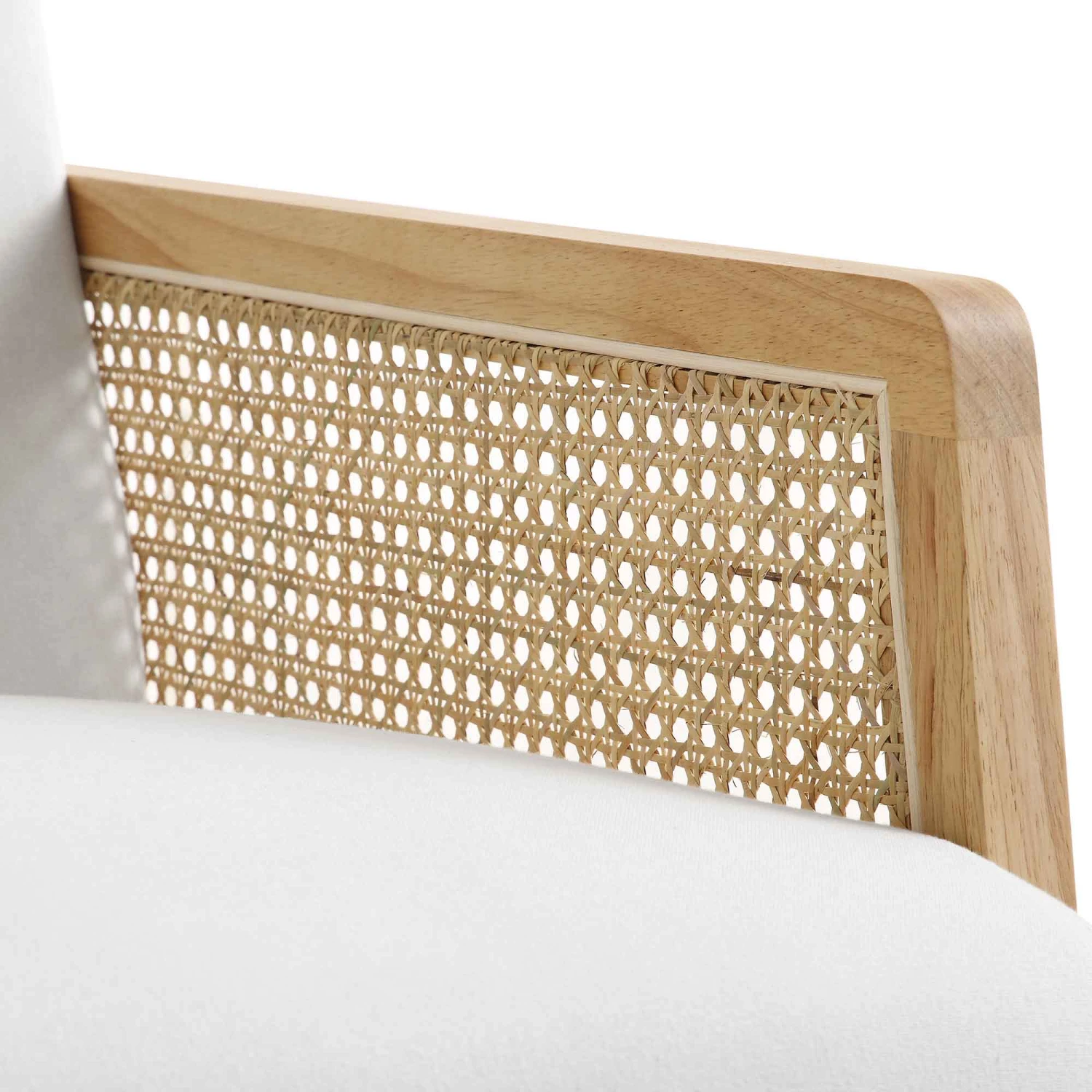 Fyne Beige Fabric Natural Frame Rattan Armchair - Image 11