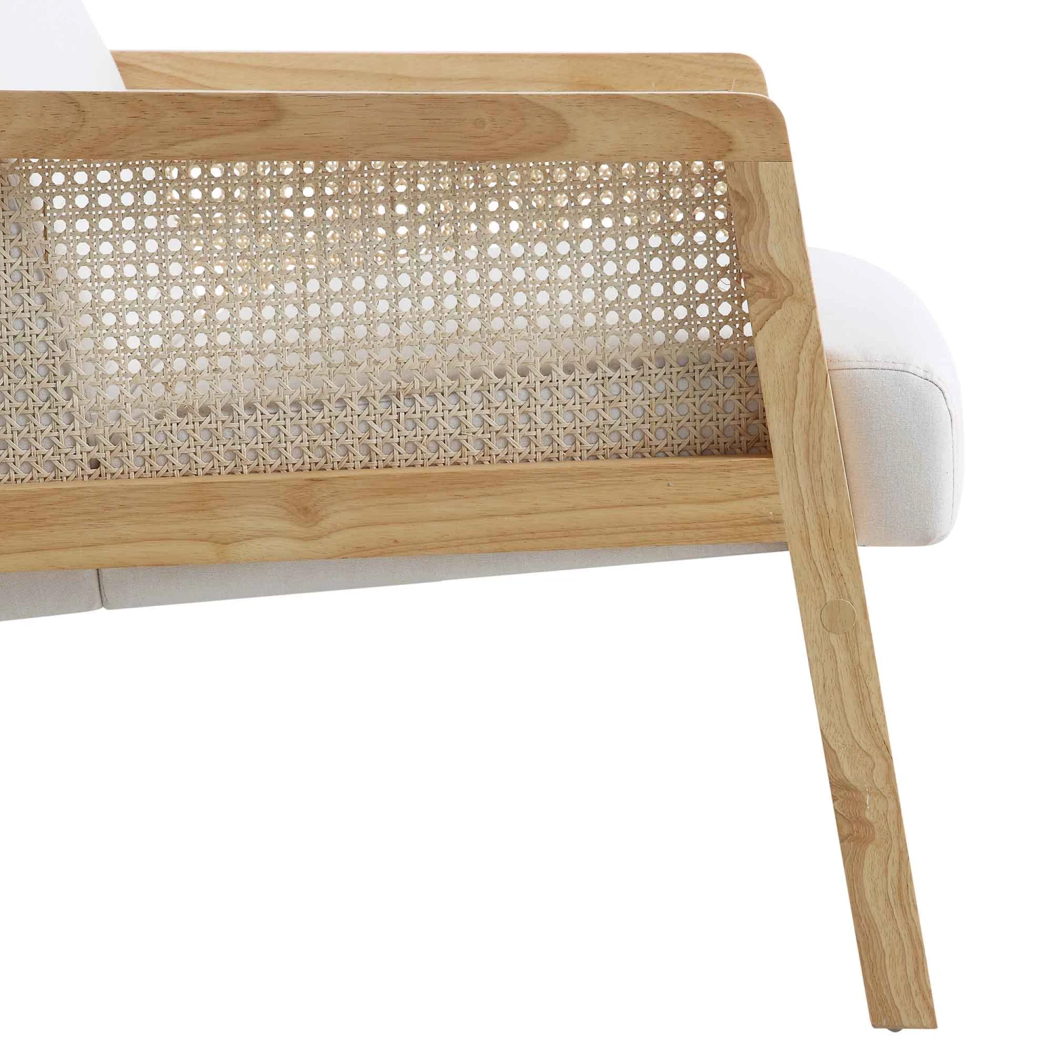 Fyne Beige Fabric Natural Frame Rattan Armchair - Image 12
