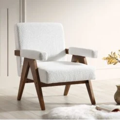 Chinnor White Boucle Accent Chair