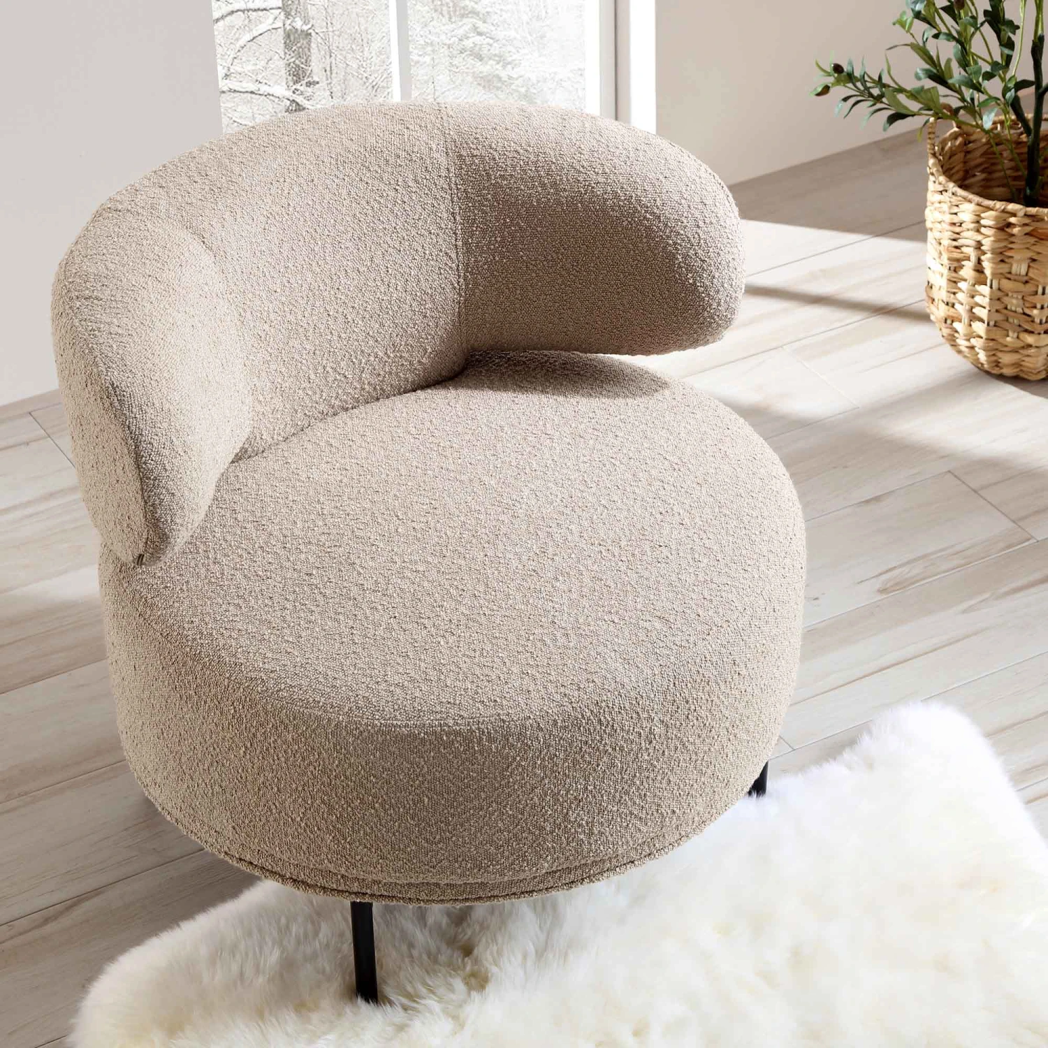 Penn Taupe Boucle Wing Back Accent Chair - Image 2