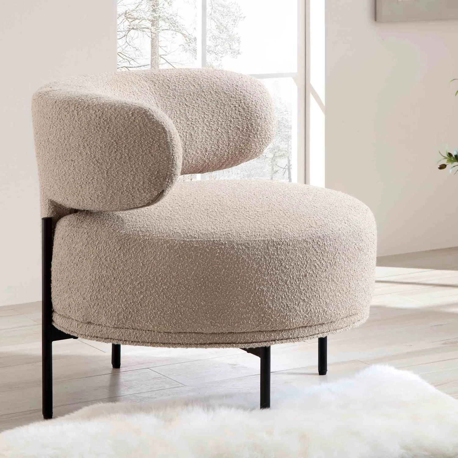 Penn Taupe Boucle Wing Back Accent Chair - Image 3