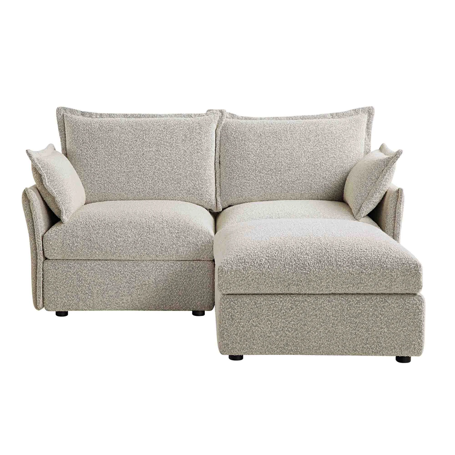 Byron Pillow Edge Mist Grey Boucle Modular Sofa, 2-Seater Chaise - Image 6