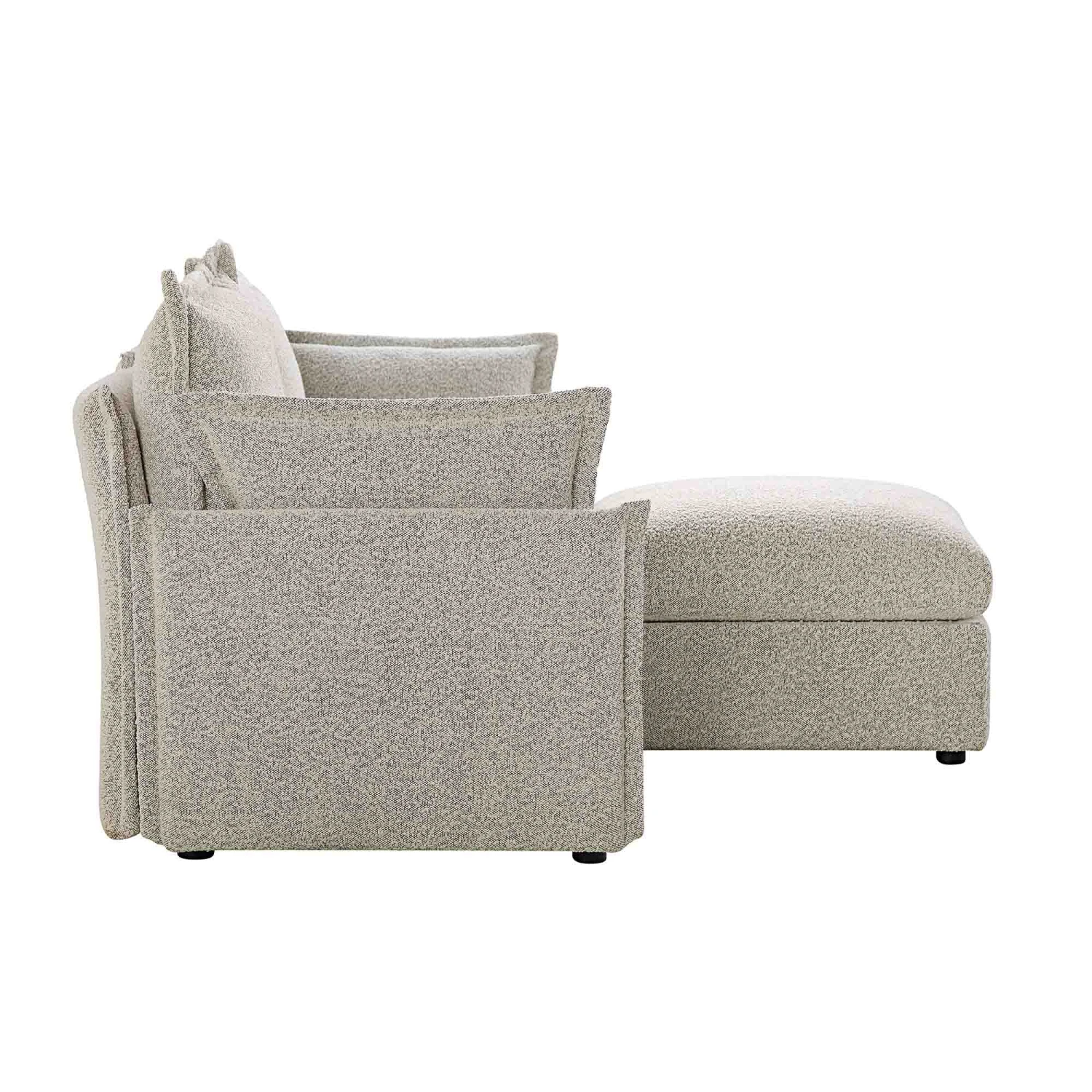 Byron Pillow Edge Mist Grey Boucle Modular Sofa, 2-Seater Chaise - Image 10
