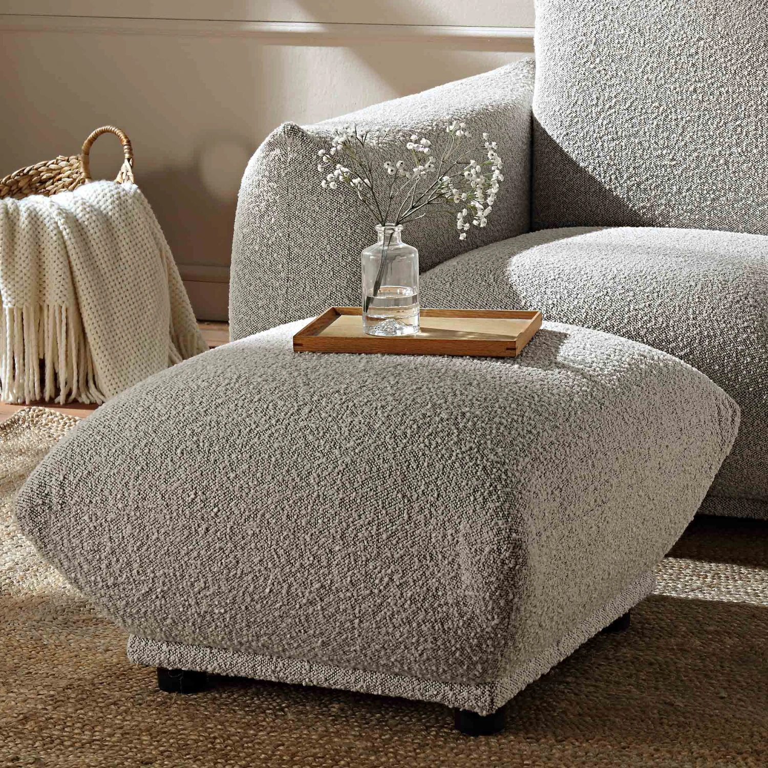 Gianni Pouffe, Mist Grey Boucle - Image 2
