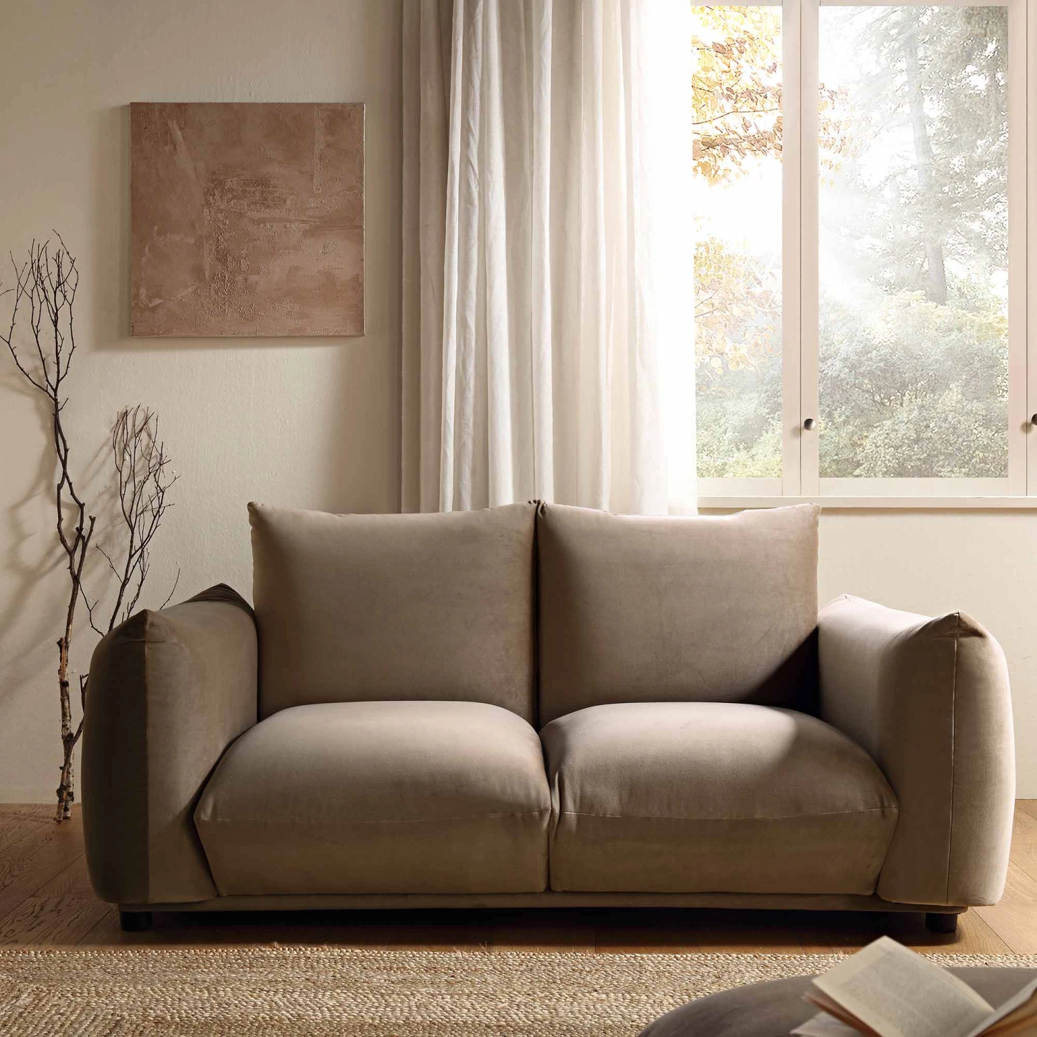 Gianni Two Seater Sofa, Mink Velvet - Image 2