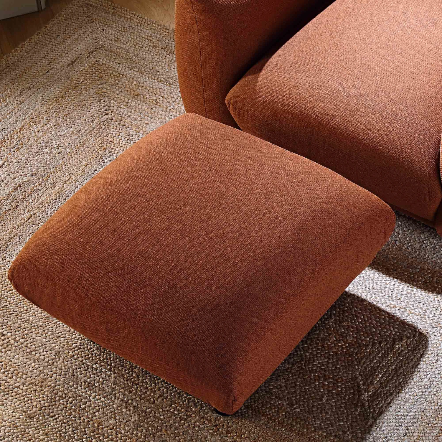 Gianni Pouffe, Terracotta Fabric - Image 2
