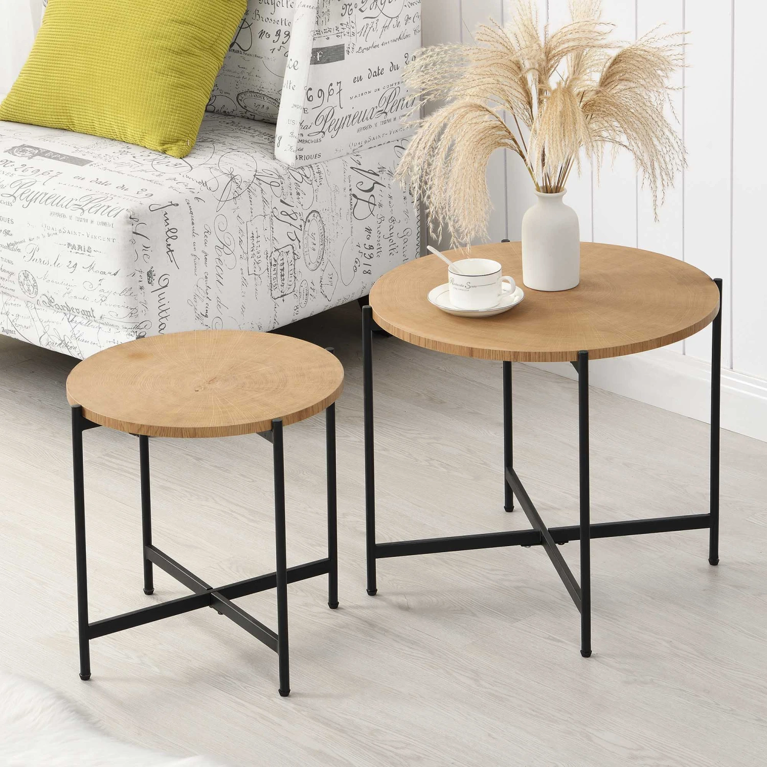 Lewes Oak Set Of 2 Side Tables - Image 2