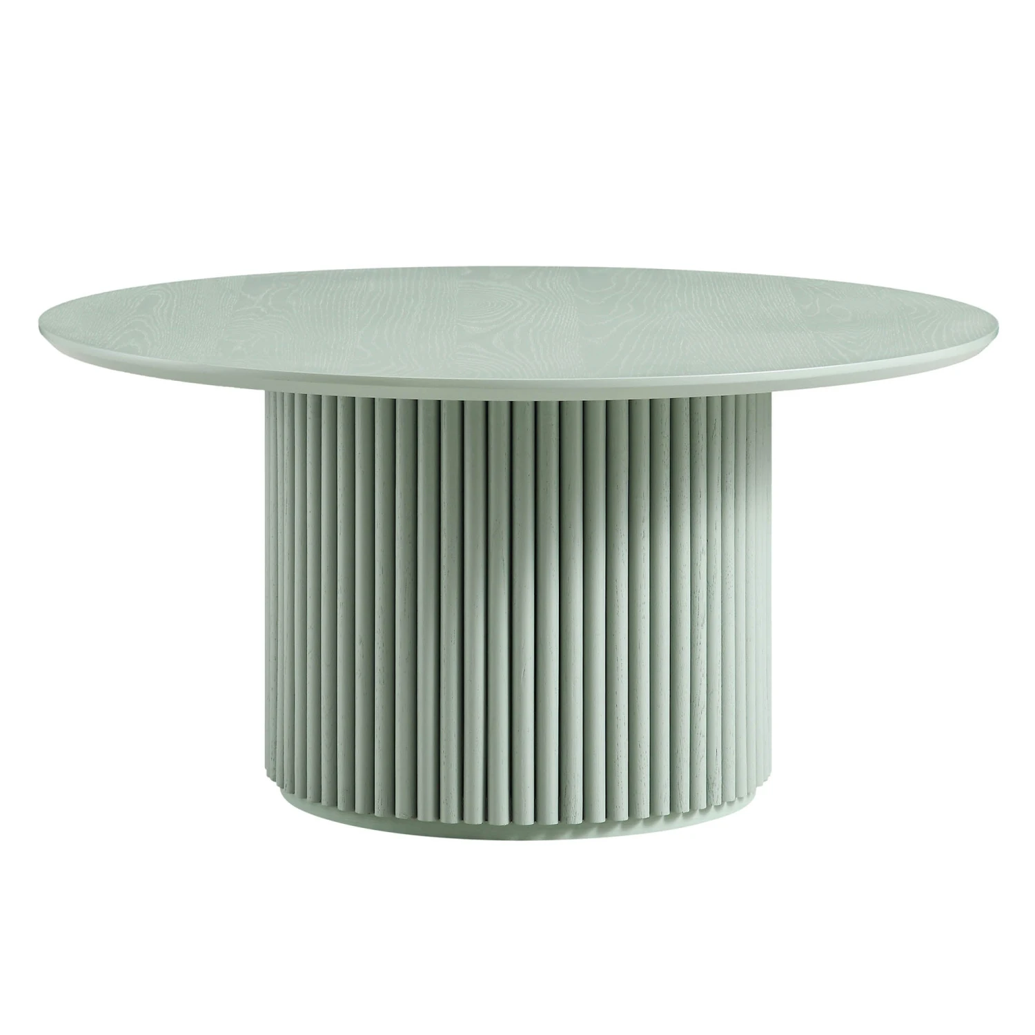 Maru Round Oak Pedestal Coffee Table, Sage Green - Image 3