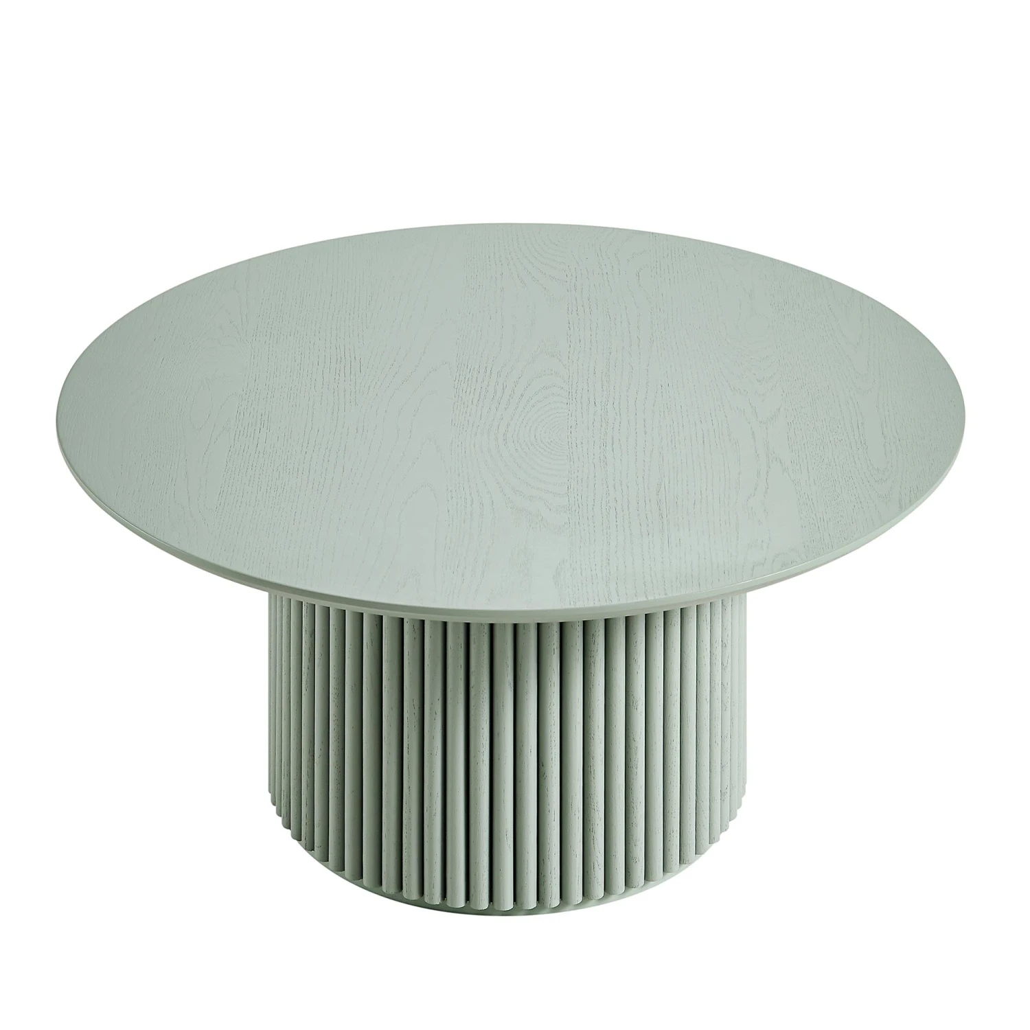 Maru Round Oak Pedestal Coffee Table, Sage Green - Image 4