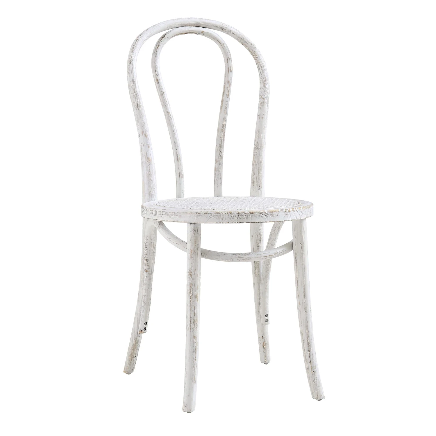 Camille Elm Wood And Rattan Bentwood Dining Chair, Distressed White - Image 5
