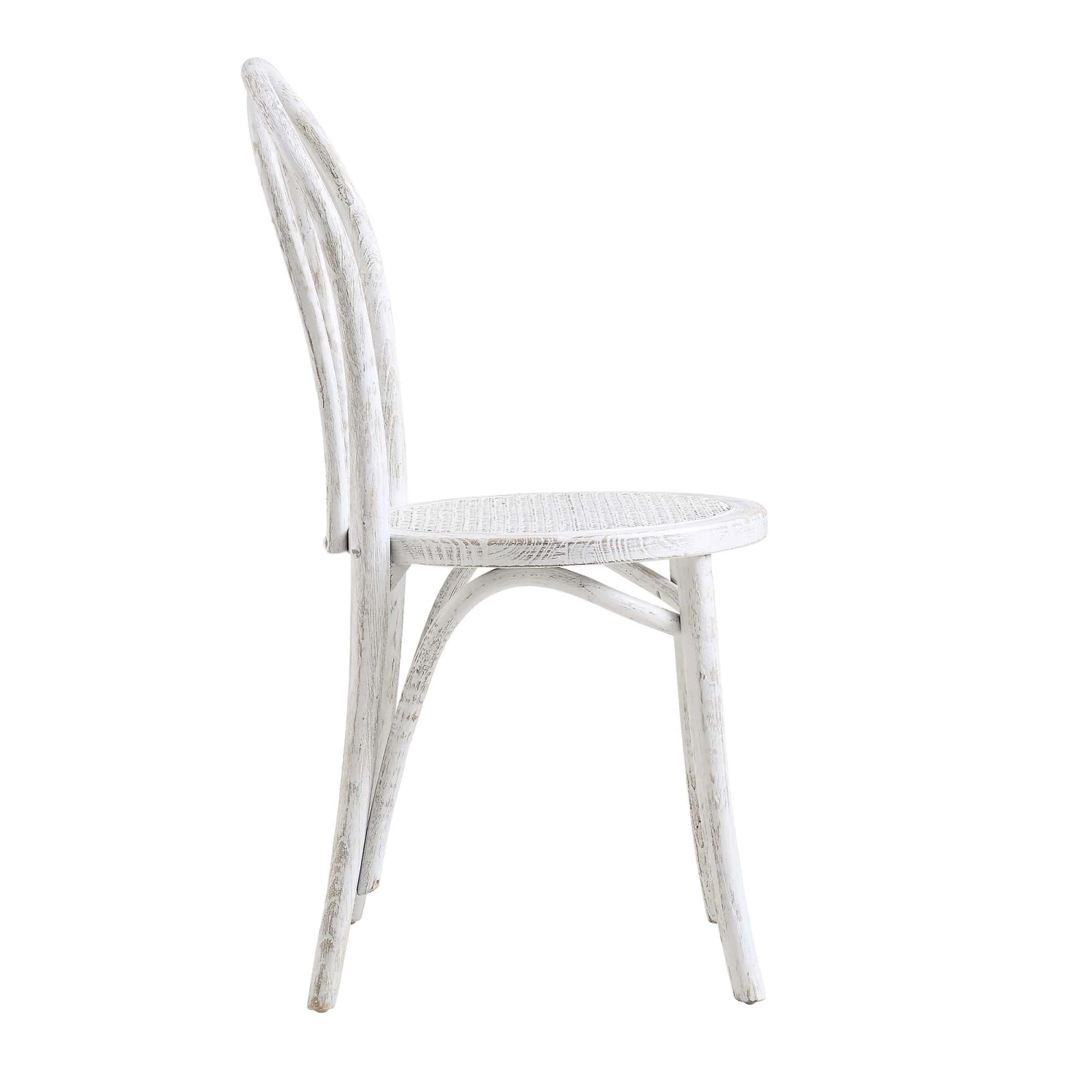 Camille Elm Wood And Rattan Bentwood Dining Chair, Distressed White - Image 6