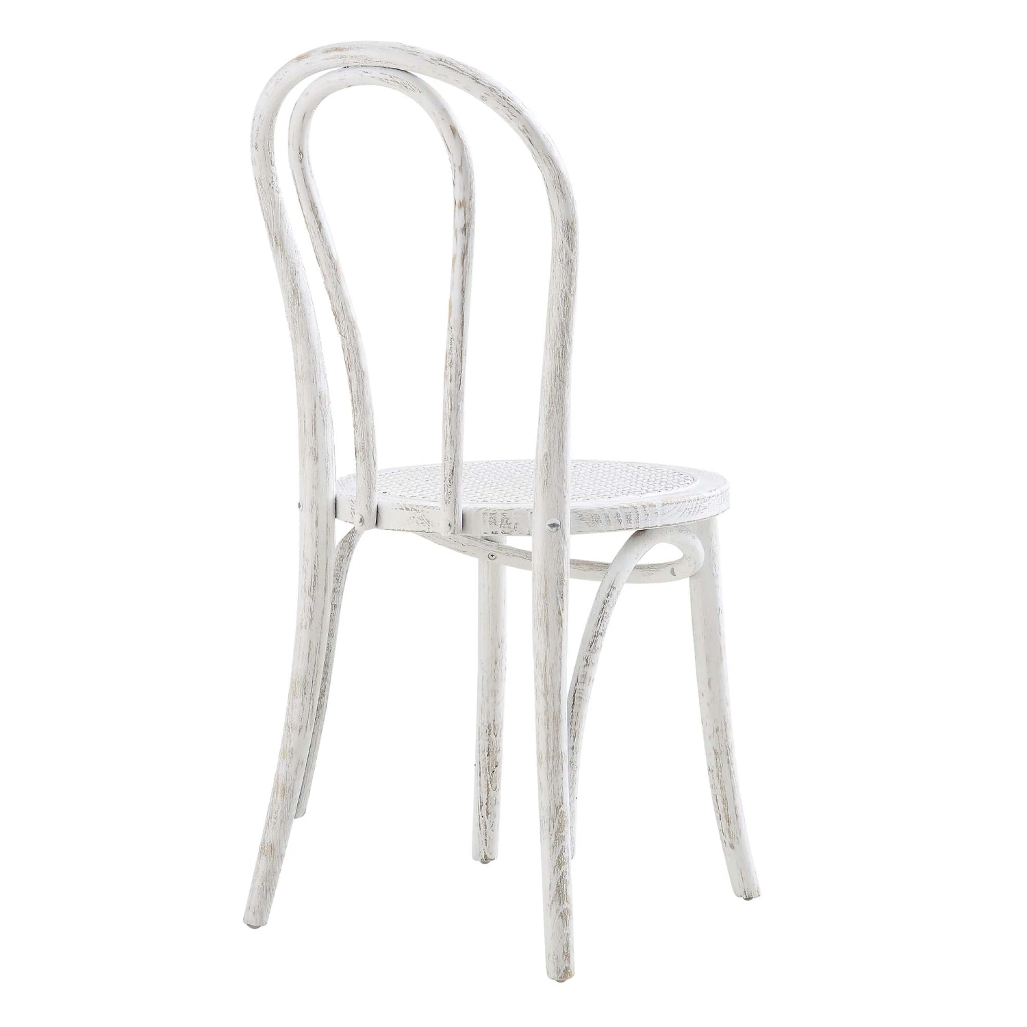 Camille Elm Wood And Rattan Bentwood Dining Chair, Distressed White - Image 7