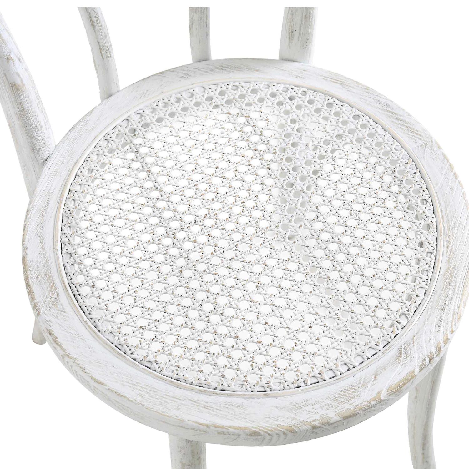 Camille Elm Wood And Rattan Bentwood Dining Chair, Distressed White - Image 9