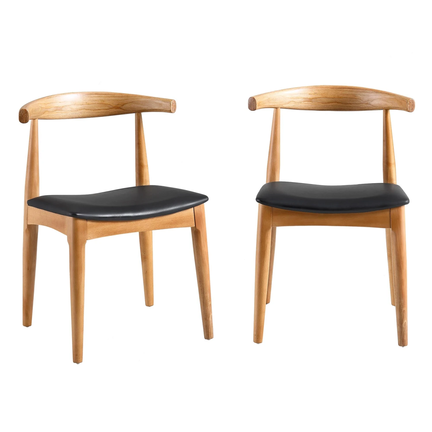 Arley Set Of 2 Beech Wood Dining Chairs, Natural And Black - Image 3