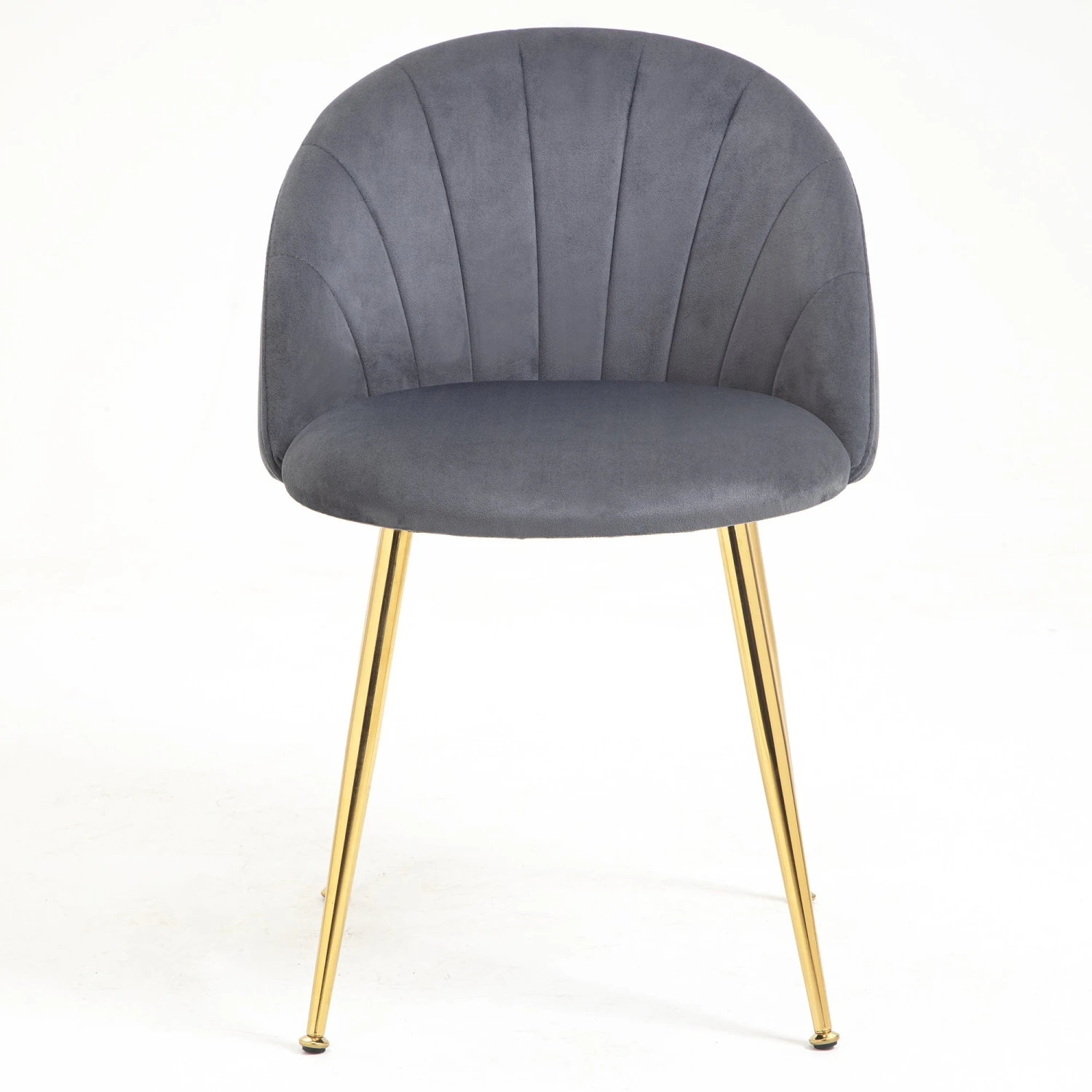 Milverton Pair Of 2 Velvet Dining Chairs With Golden Chrome Legs (Grey) - Image 4