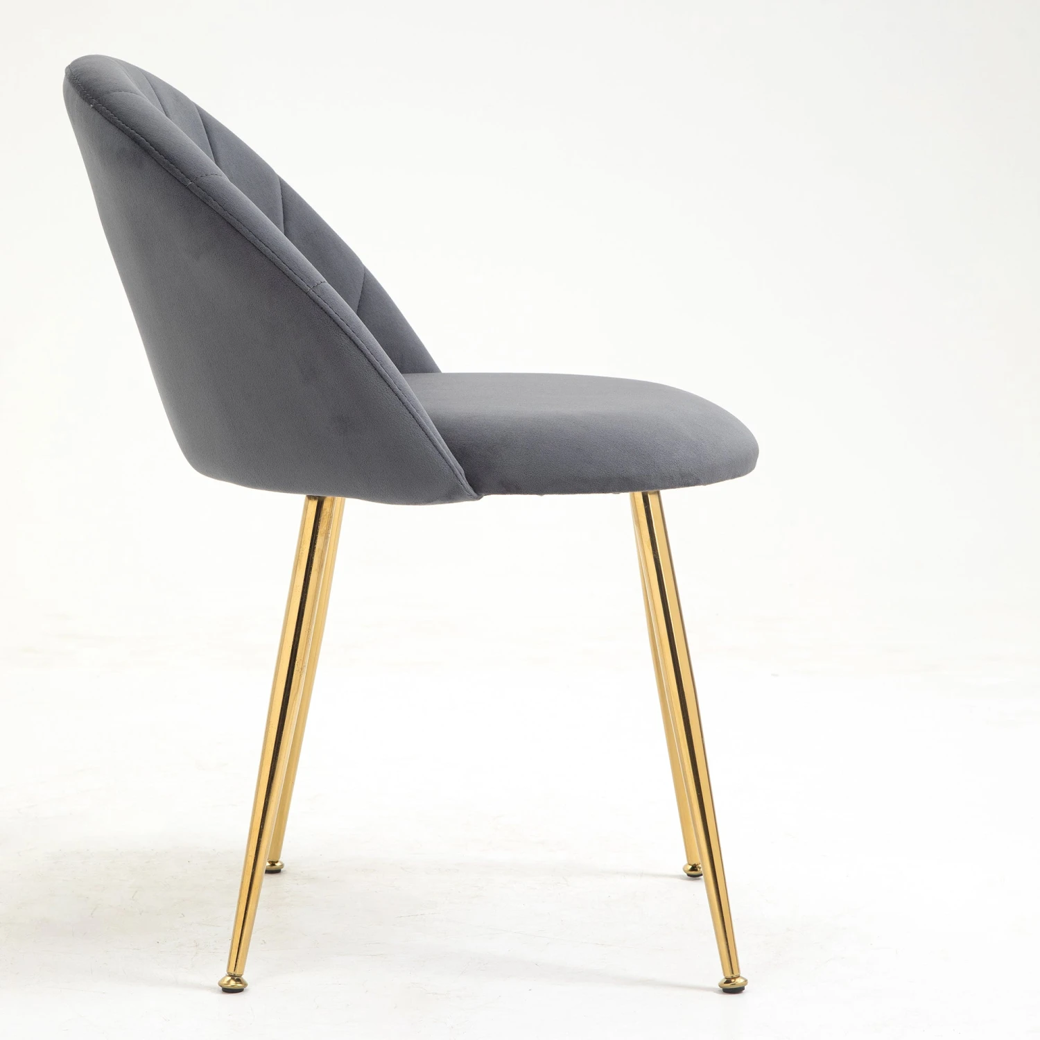 Milverton Pair Of 2 Velvet Dining Chairs With Golden Chrome Legs (Grey) - Image 6