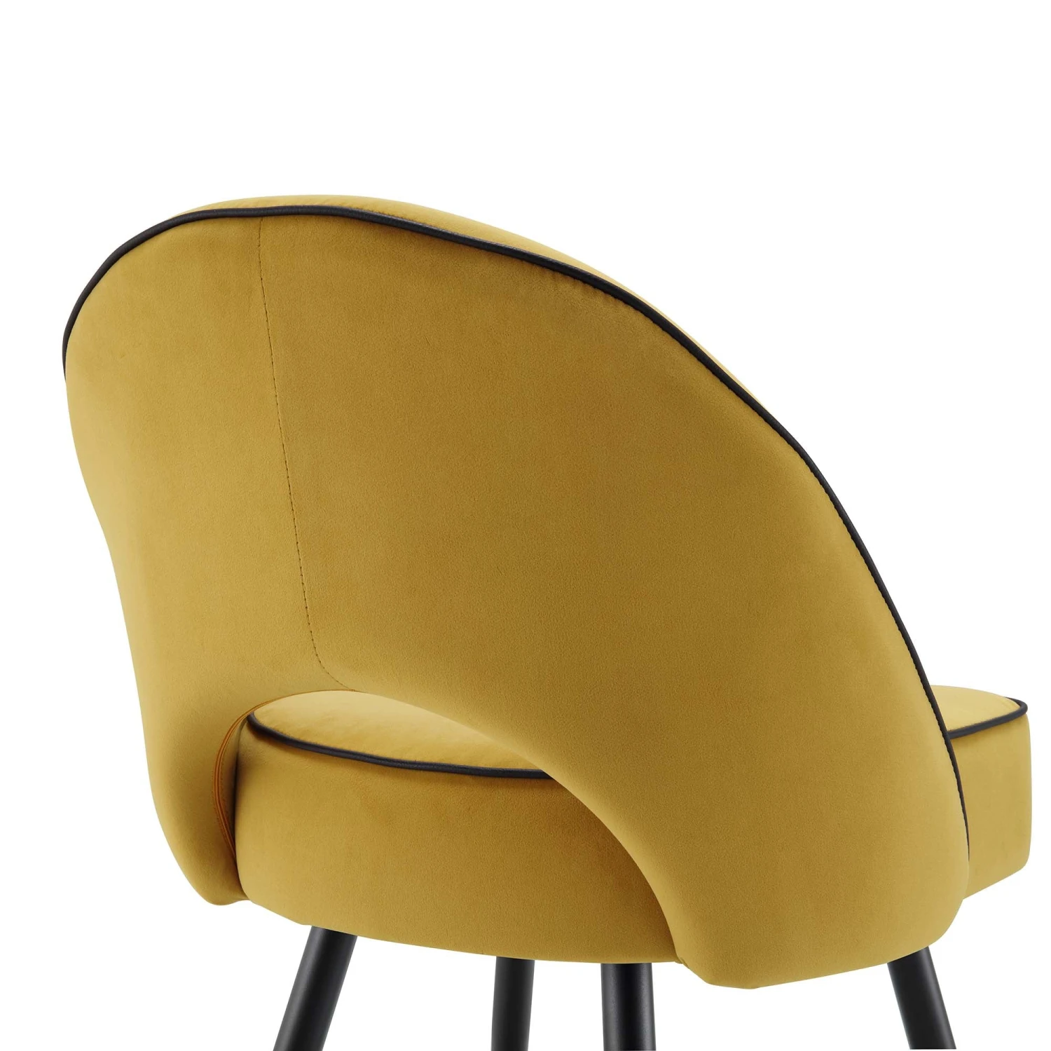 Oakley Set Of 2 Mustard Yellow Velvet Upholstered Dining Chairs With Piping - Image 10