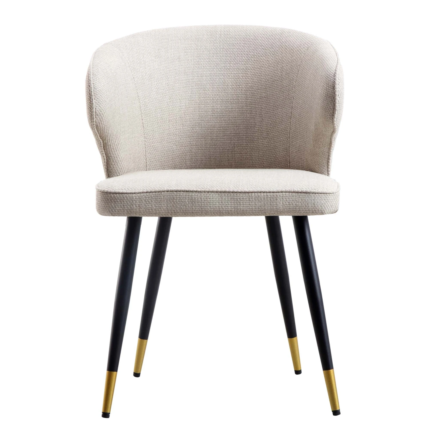 Langham Set Of 2 Oatmeal Woven Fabric Carver Dining Chairs With Fluted Back - Image 5