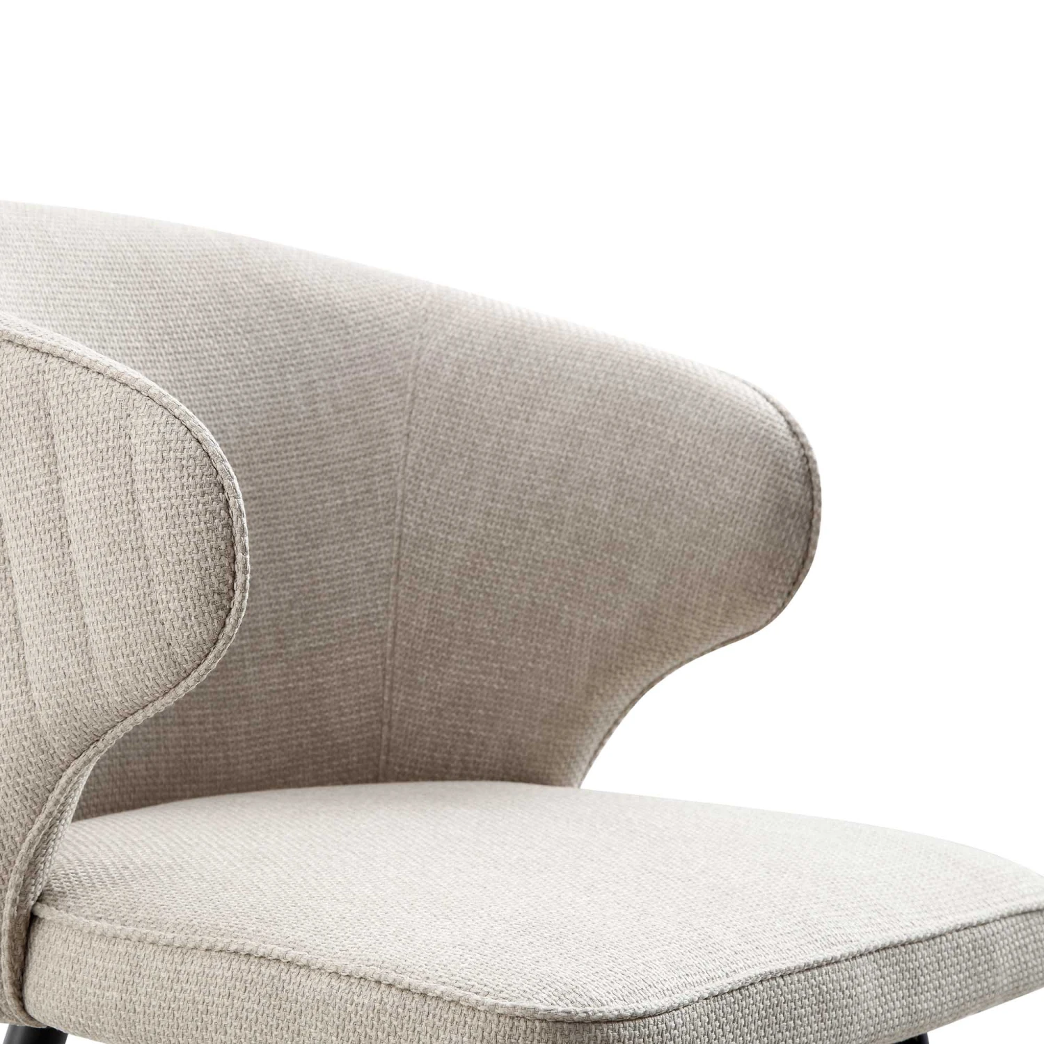 Langham Set Of 2 Oatmeal Woven Fabric Carver Dining Chairs With Fluted Back - Image 11