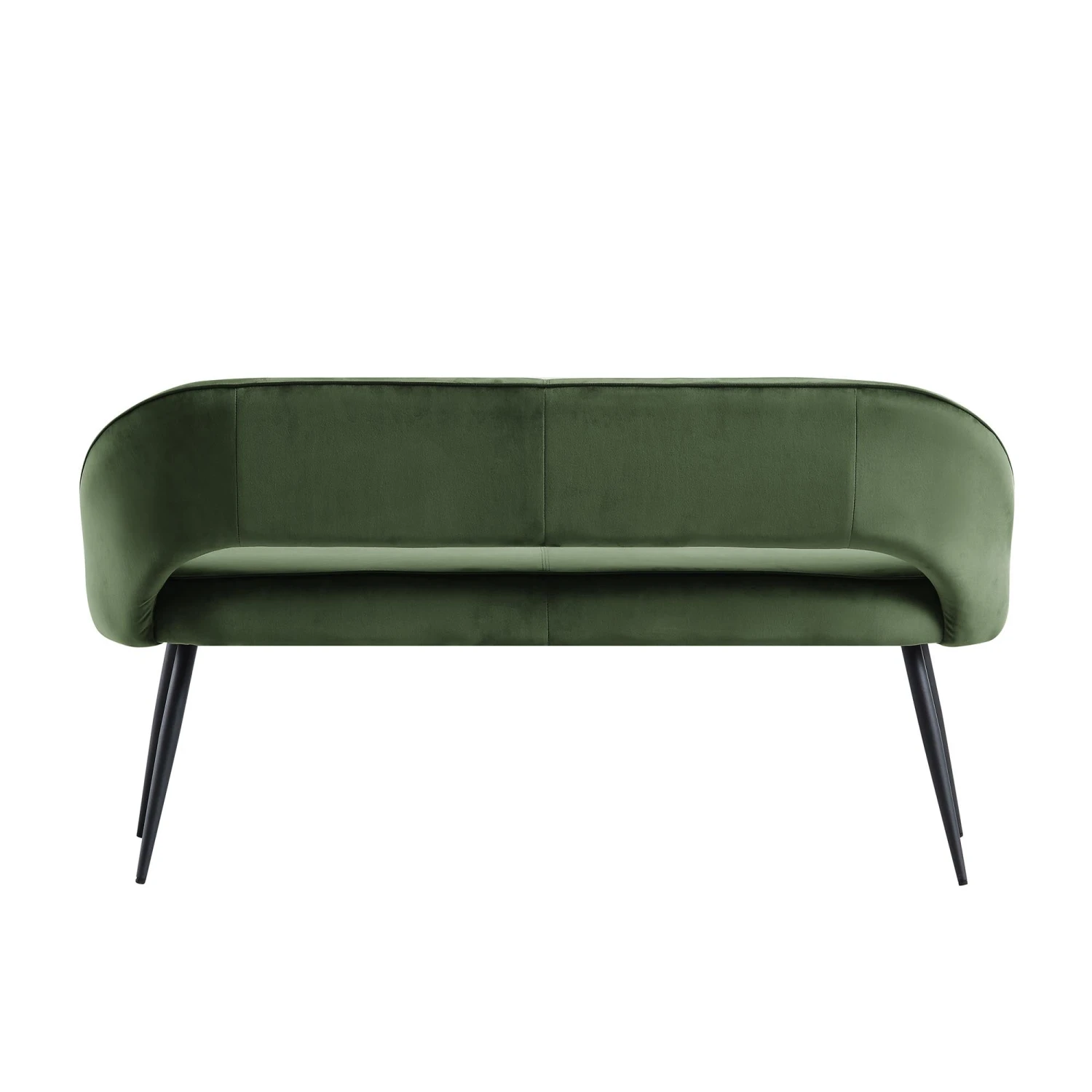 Oakley Dark Green Velvet Upholstered 3 Seater Dining Bench With Contrast Piping - Image 9