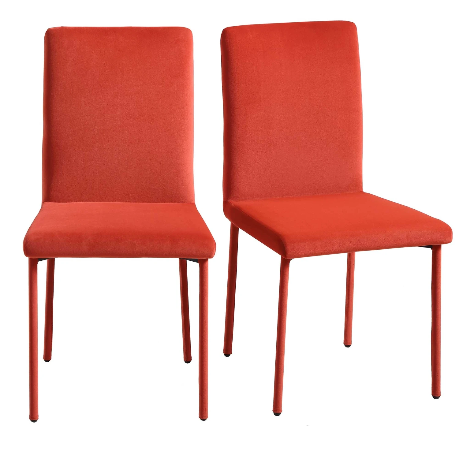 Fernie Set Of 2 Ochre Burnt Orange Velvet Dining Chairs With Upholstered Legs - Image 2