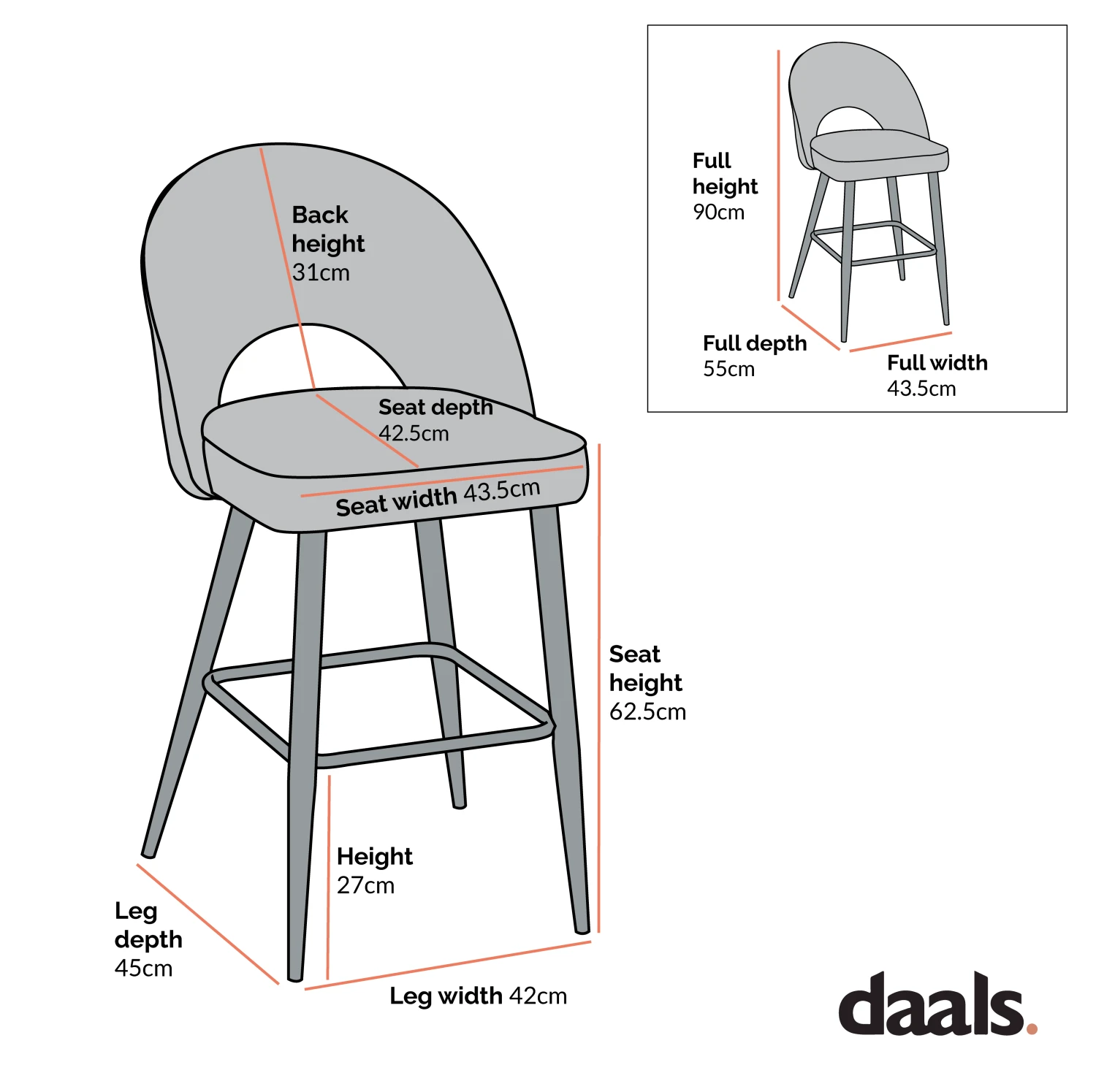 Oakley Set Of 2 Dark Green Velvet Upholstered Counter Stools With Contrast Piping - Image 4