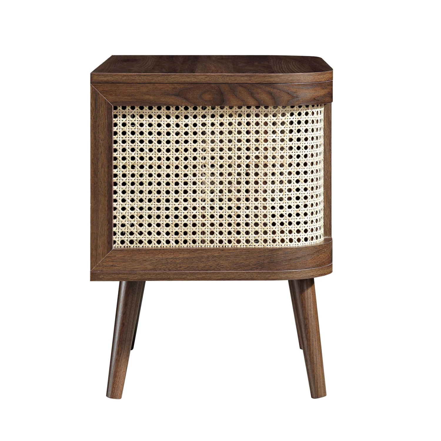 Izzy Curved Rattan Bedside Table, Walnut - Image 8