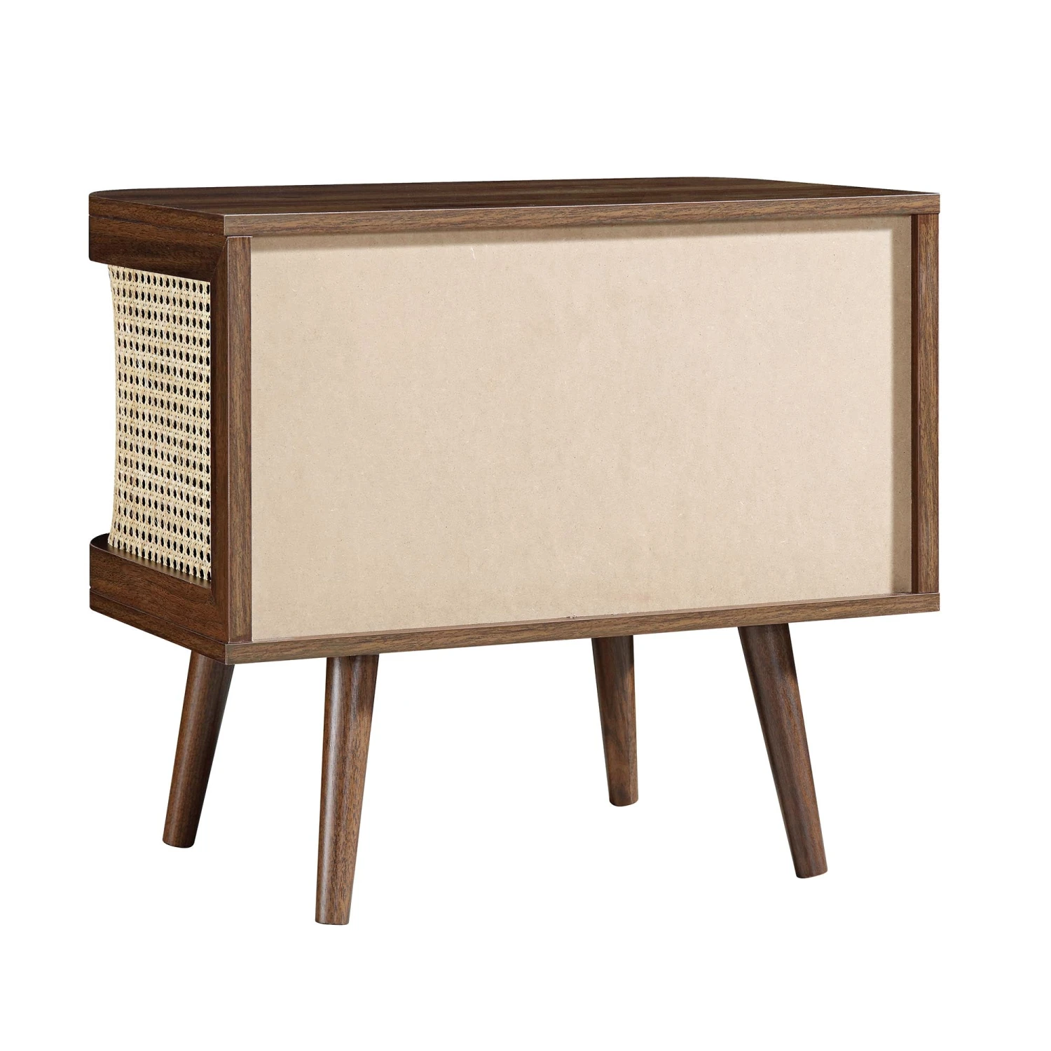 Izzy Curved Rattan Bedside Table, Walnut - Image 9