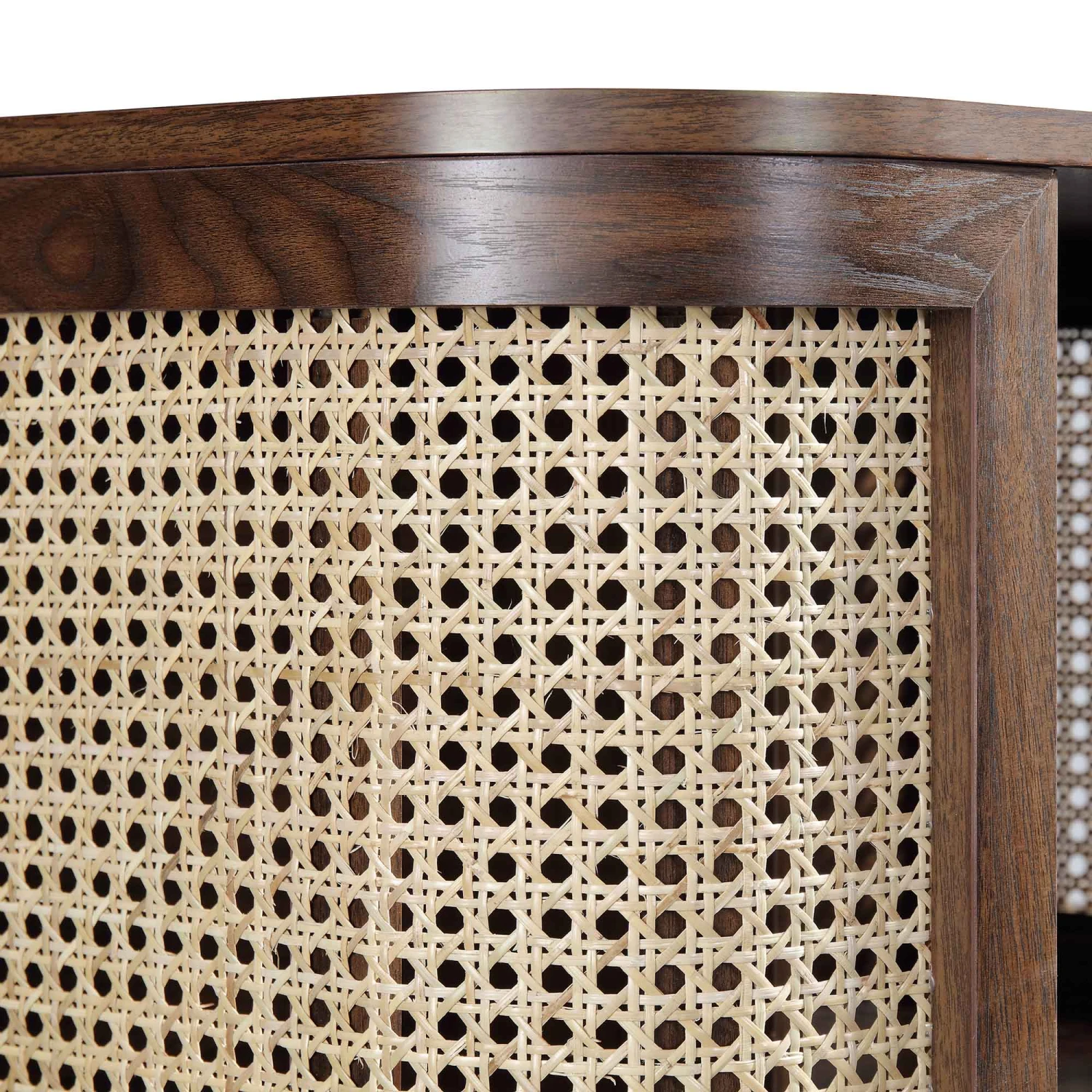 Izzy Curved Rattan Bedside Table, Walnut - Image 11