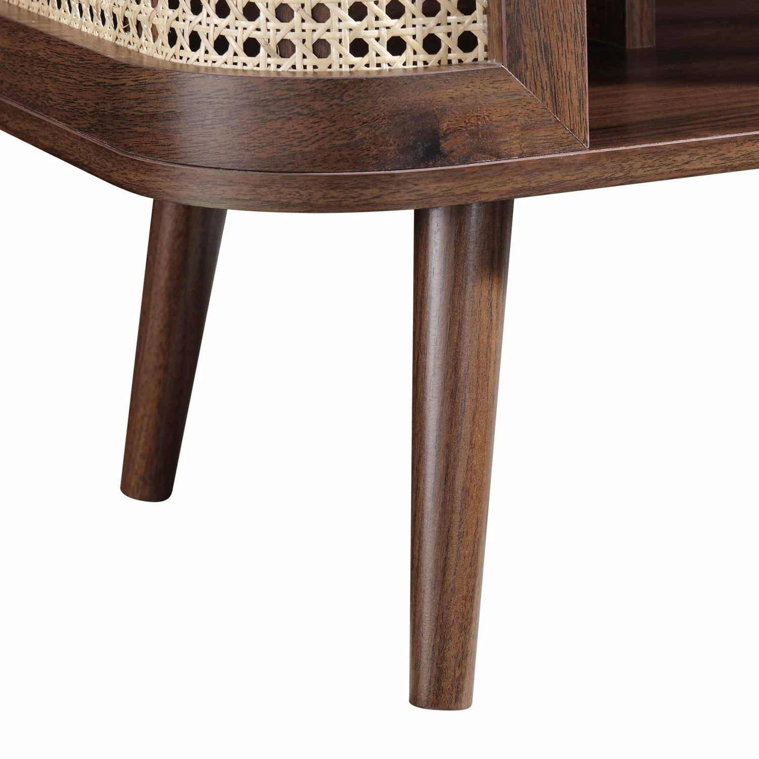 Izzy Curved Rattan Bedside Table, Walnut - Image 12