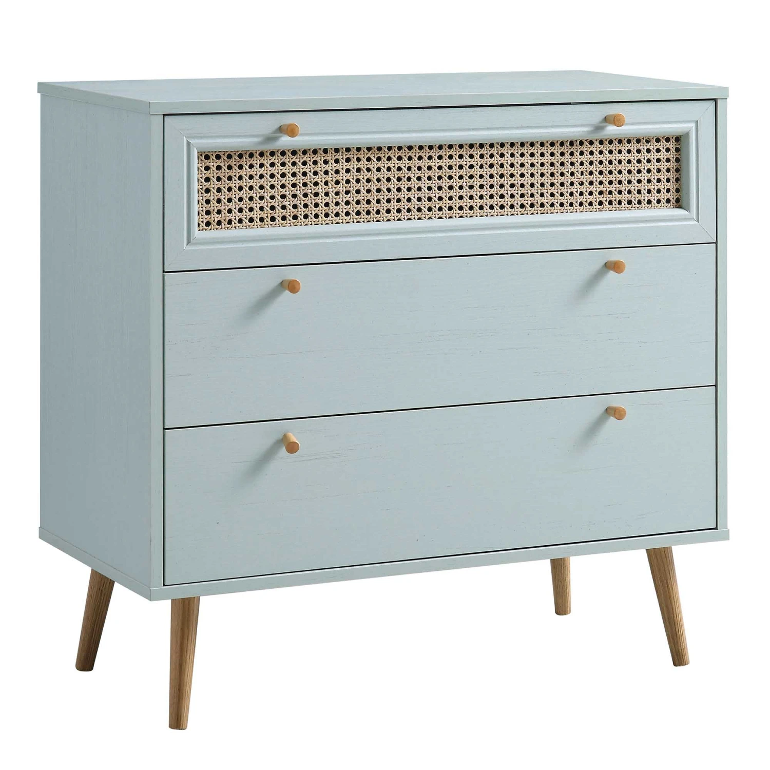 Anya Woven Rattan Chest Of 3 Drawer In Mint Colour - Image 4
