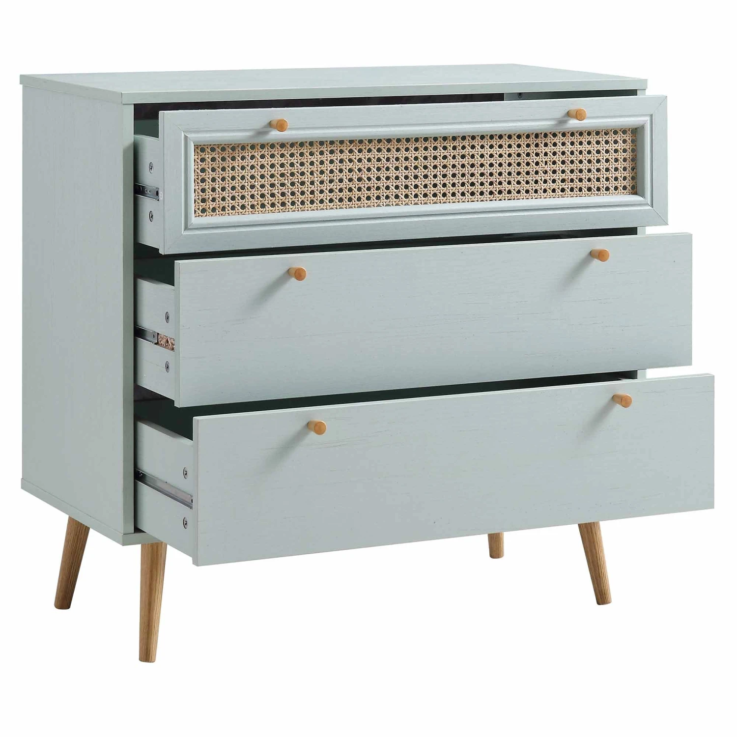 Anya Woven Rattan Chest Of 3 Drawer In Mint Colour - Image 6