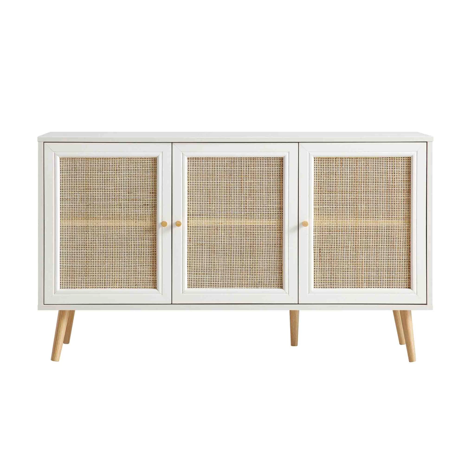 Frances Woven Rattan 3-Door Sideboard, White - Image 3