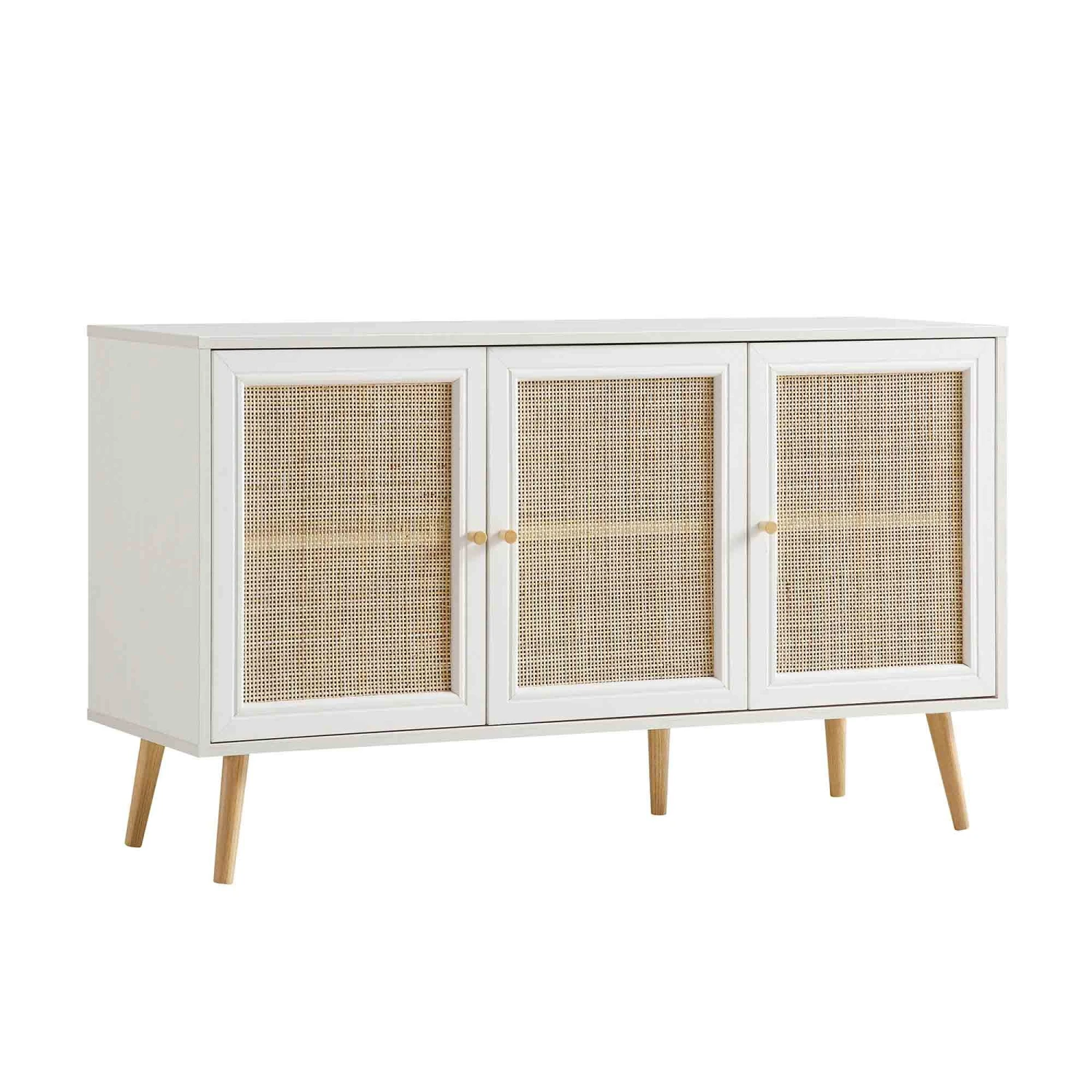Frances Woven Rattan 3-Door Sideboard, White - Image 5