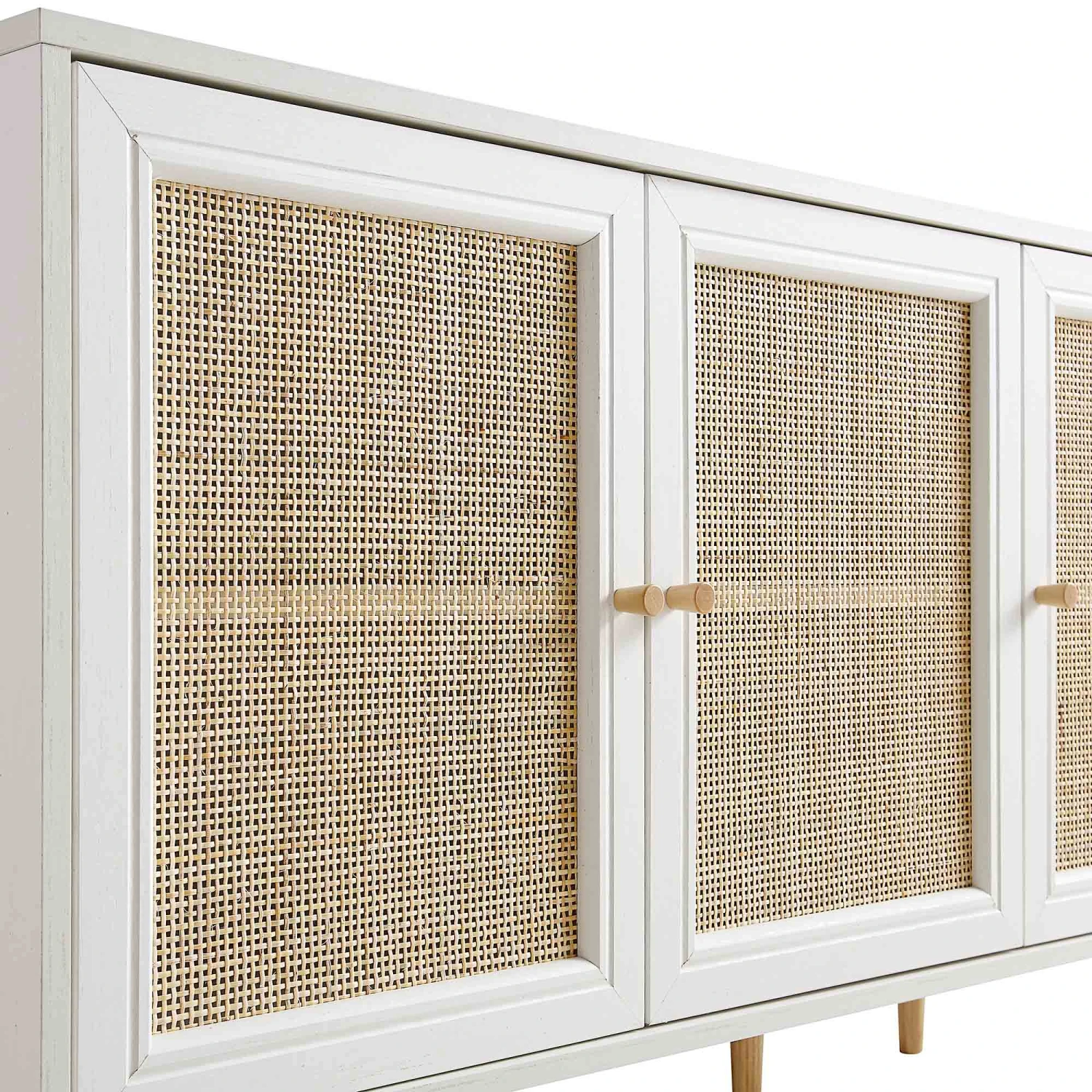 Frances Woven Rattan 3-Door Sideboard, White - Image 9