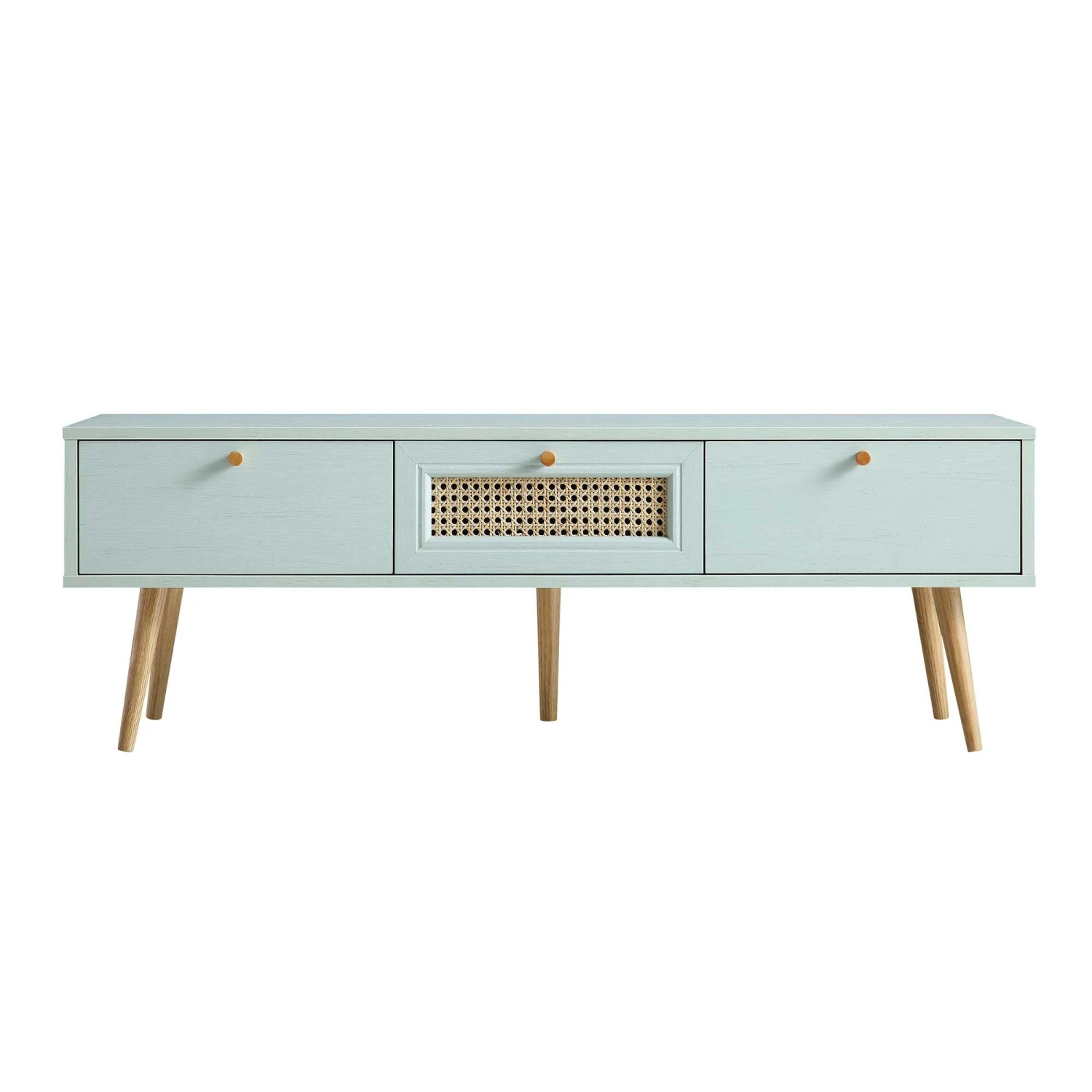 Anya Woven Rattan 3-Drawer TV Unit In Mint - Image 3
