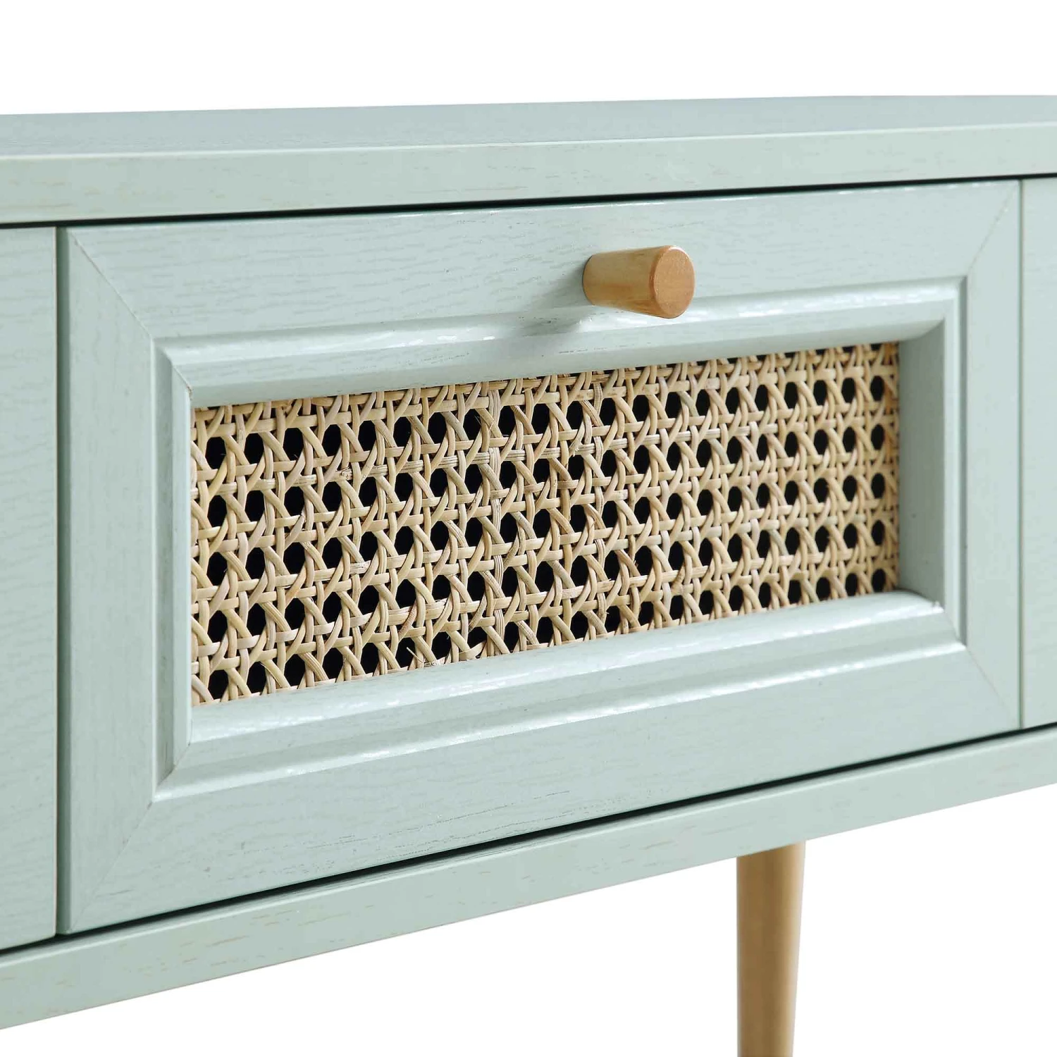 Anya Woven Rattan 3-Drawer TV Unit In Mint - Image 10