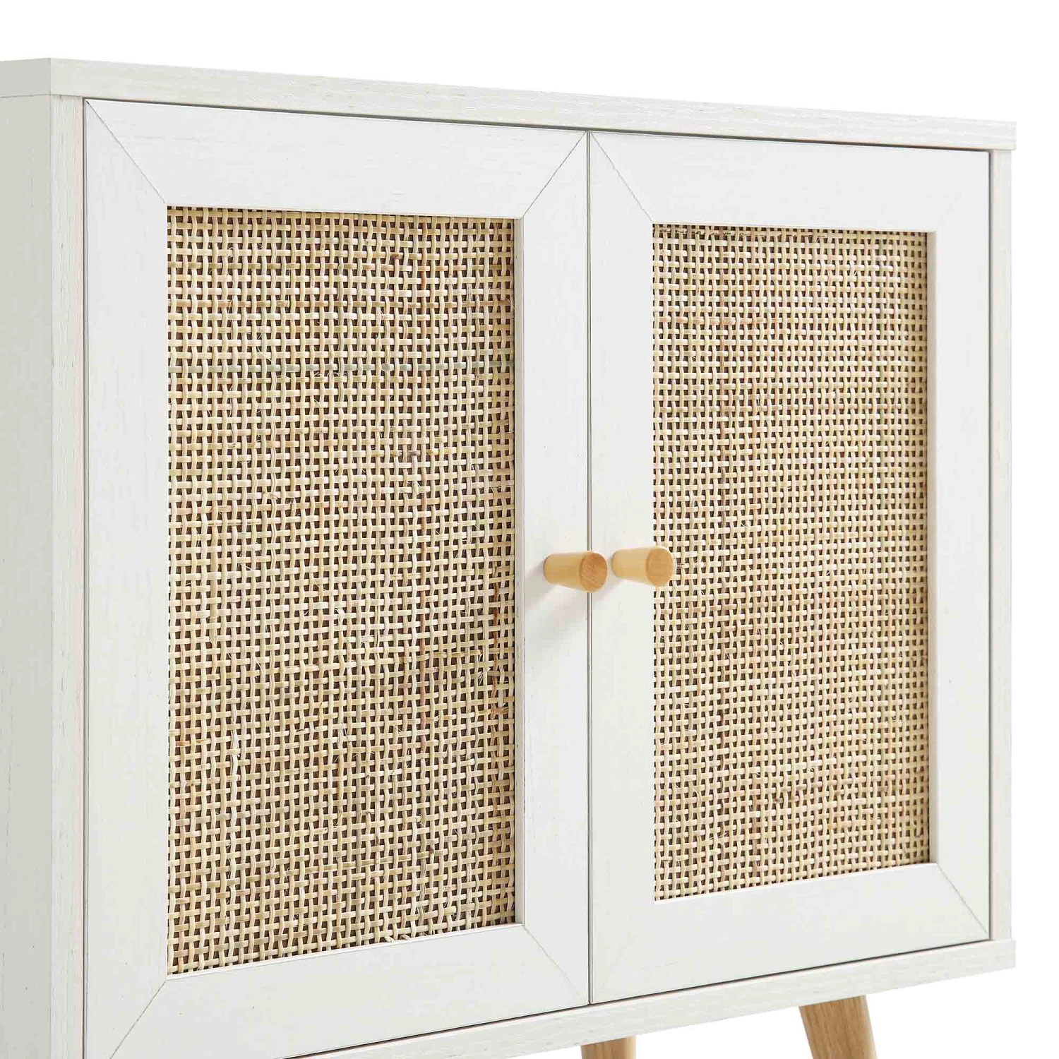 Frances Woven Rattan 2-Door Bathroom Undersink Unit, White - Image 11