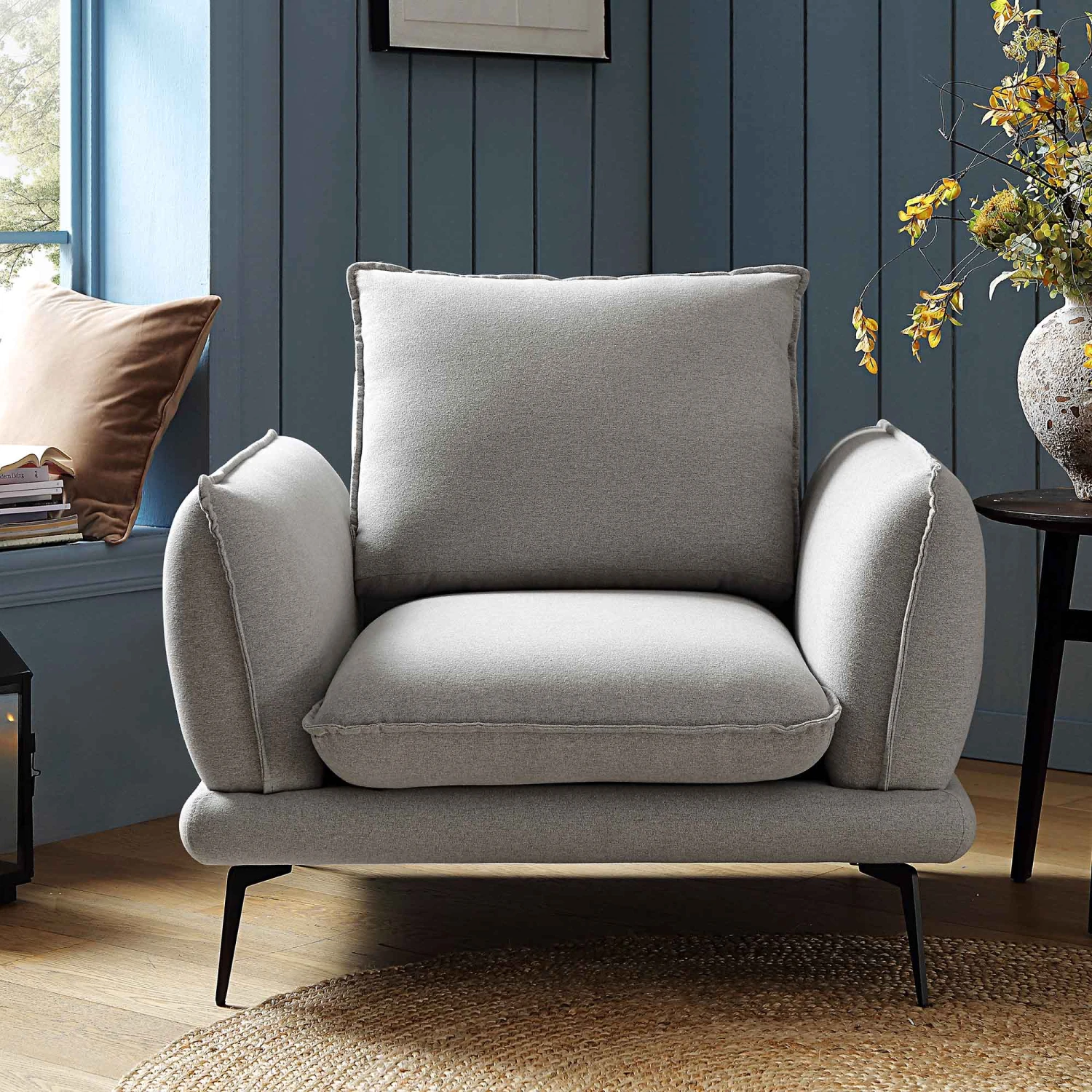 Obriel Grey Marl Fabric Armchair - Image 2