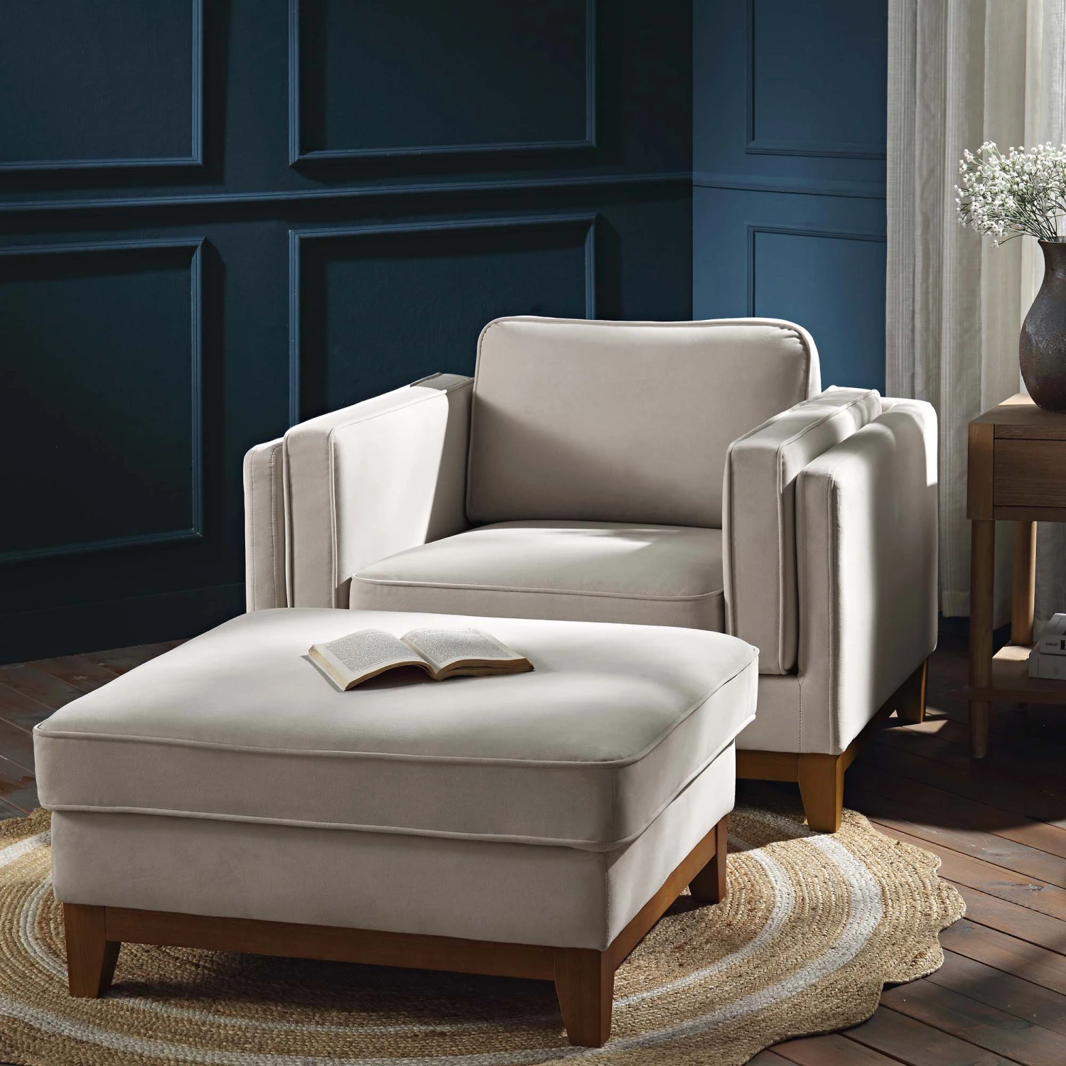 Dipley Champagne Velvet Sofa, 1-Seater - Image 3