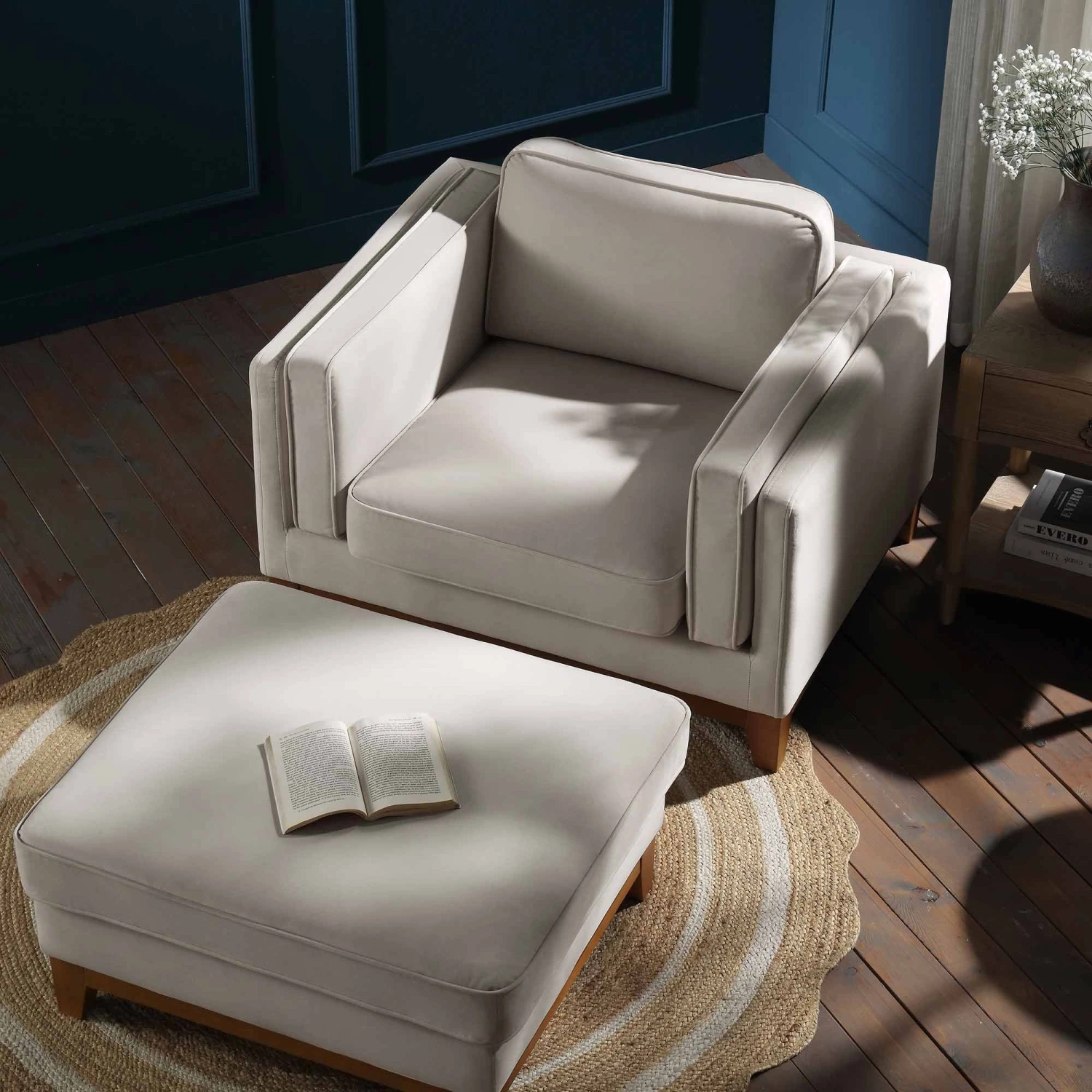 Dipley Champagne Velvet Sofa, 1-Seater - Image 4