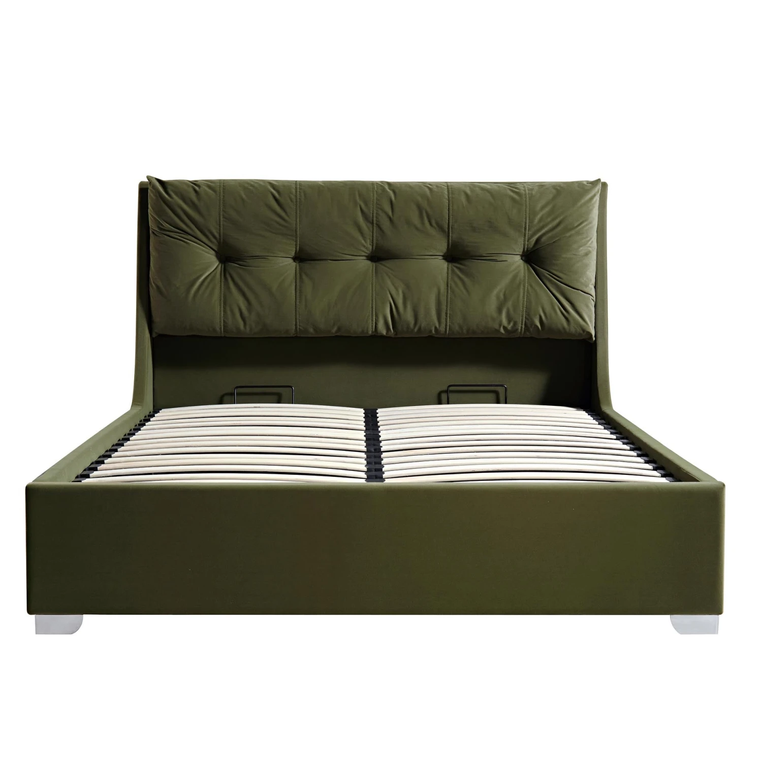 Hadley Moss Green Velvet Ottoman Storage Bed - Image 6
