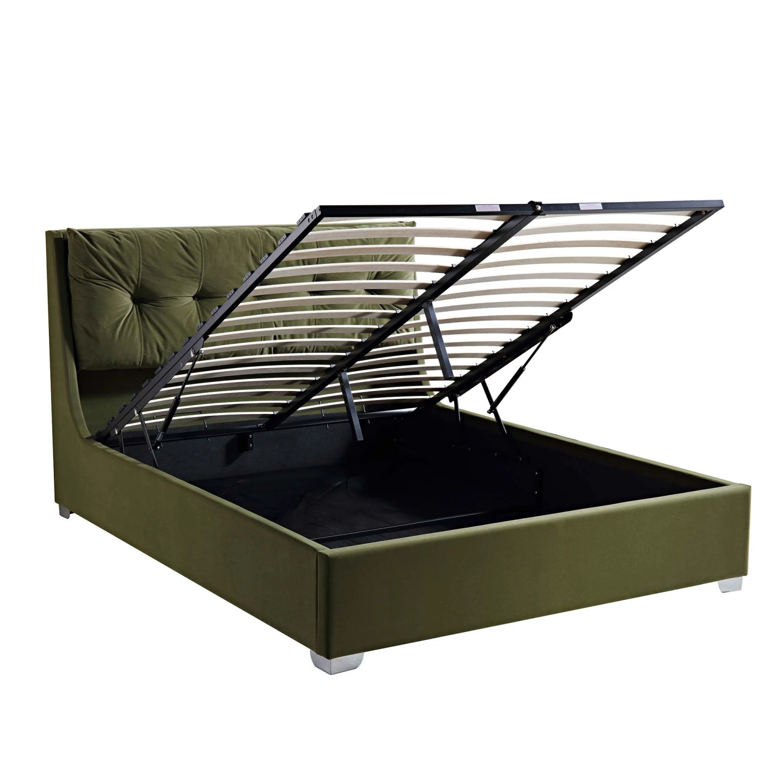 Hadley Moss Green Velvet Ottoman Storage Bed - Image 8