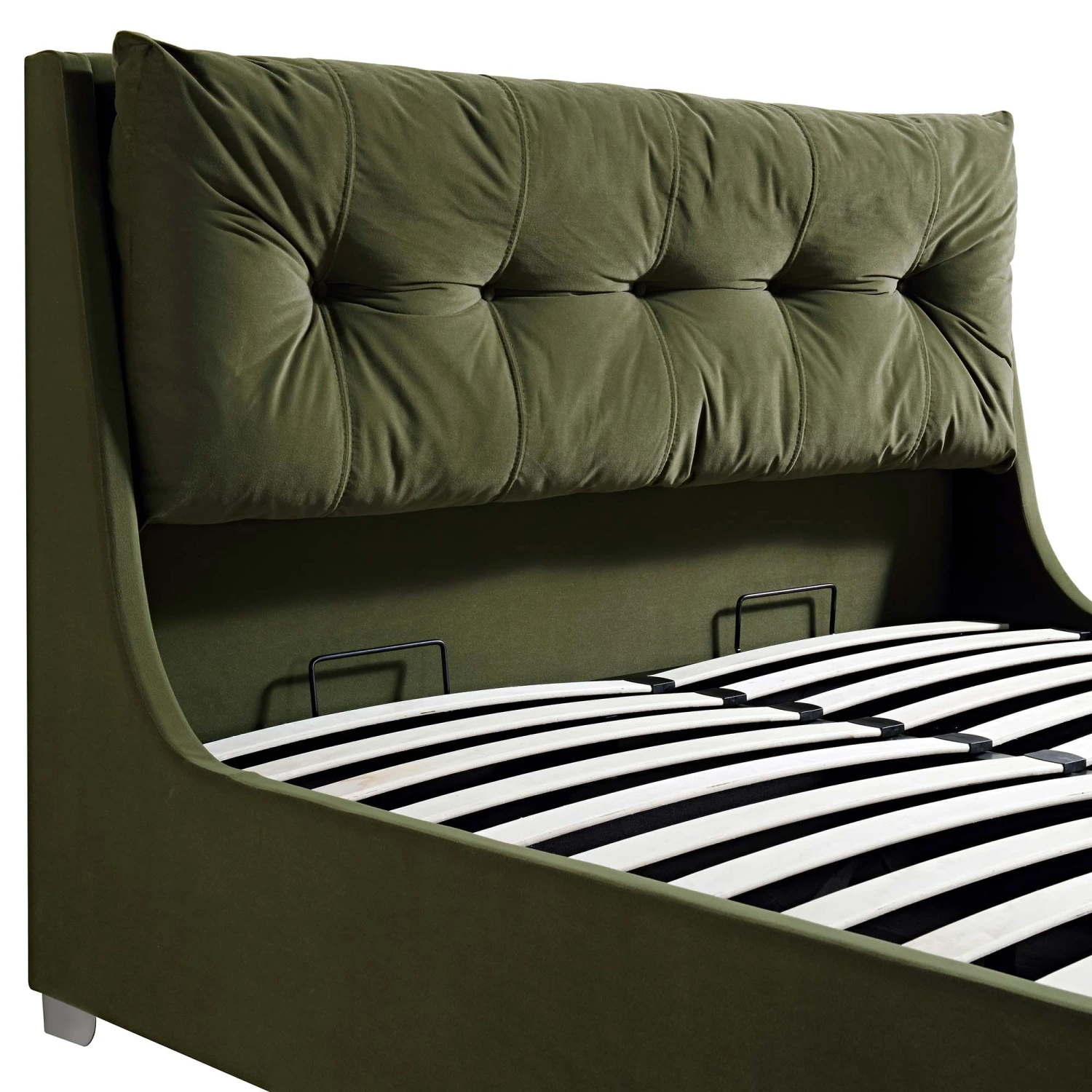 Hadley Moss Green Velvet Ottoman Storage Bed - Image 10